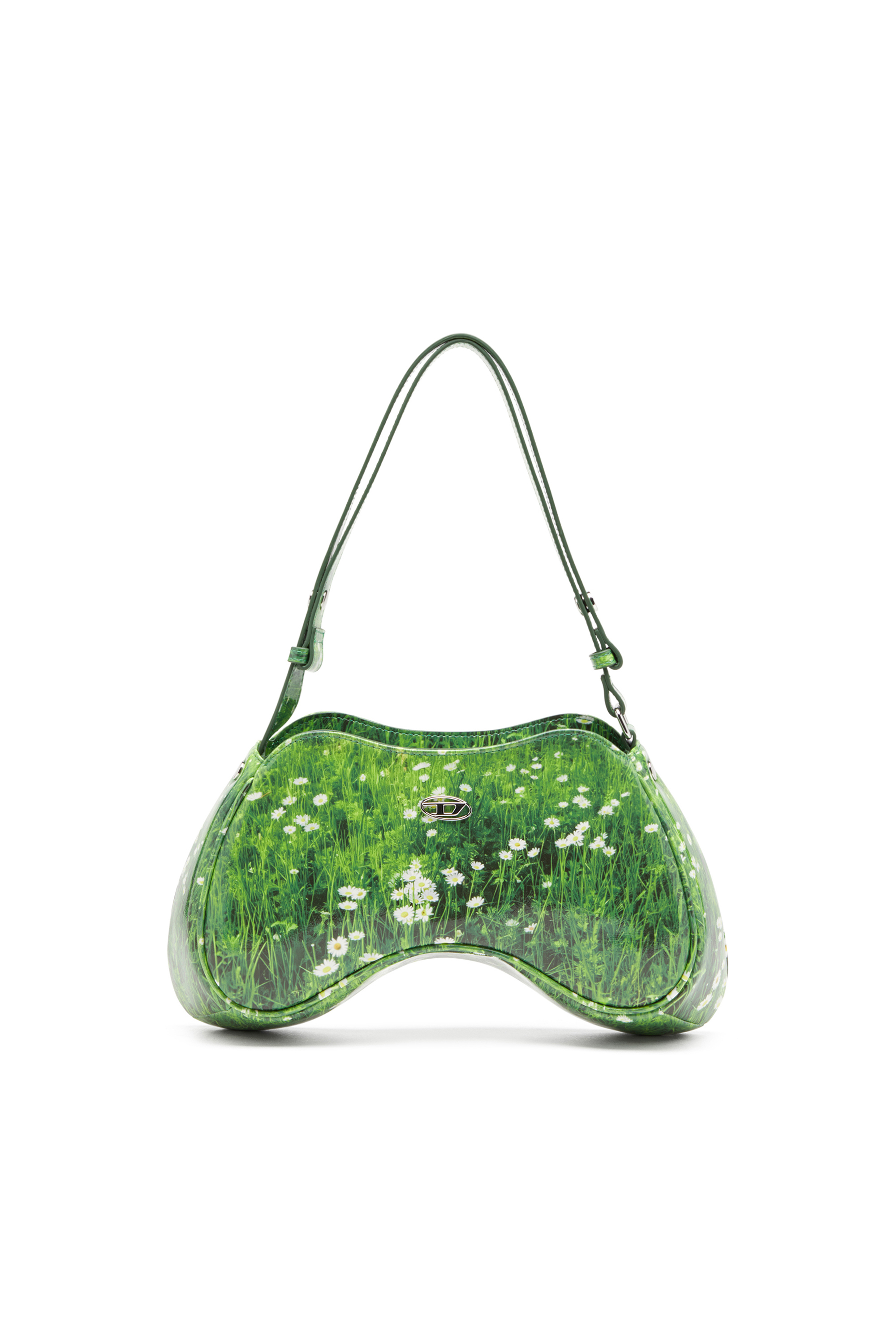 Diesel - PLAY SHOULDER, Woman's Play-Glossy shoulder bag with print in Green - 1