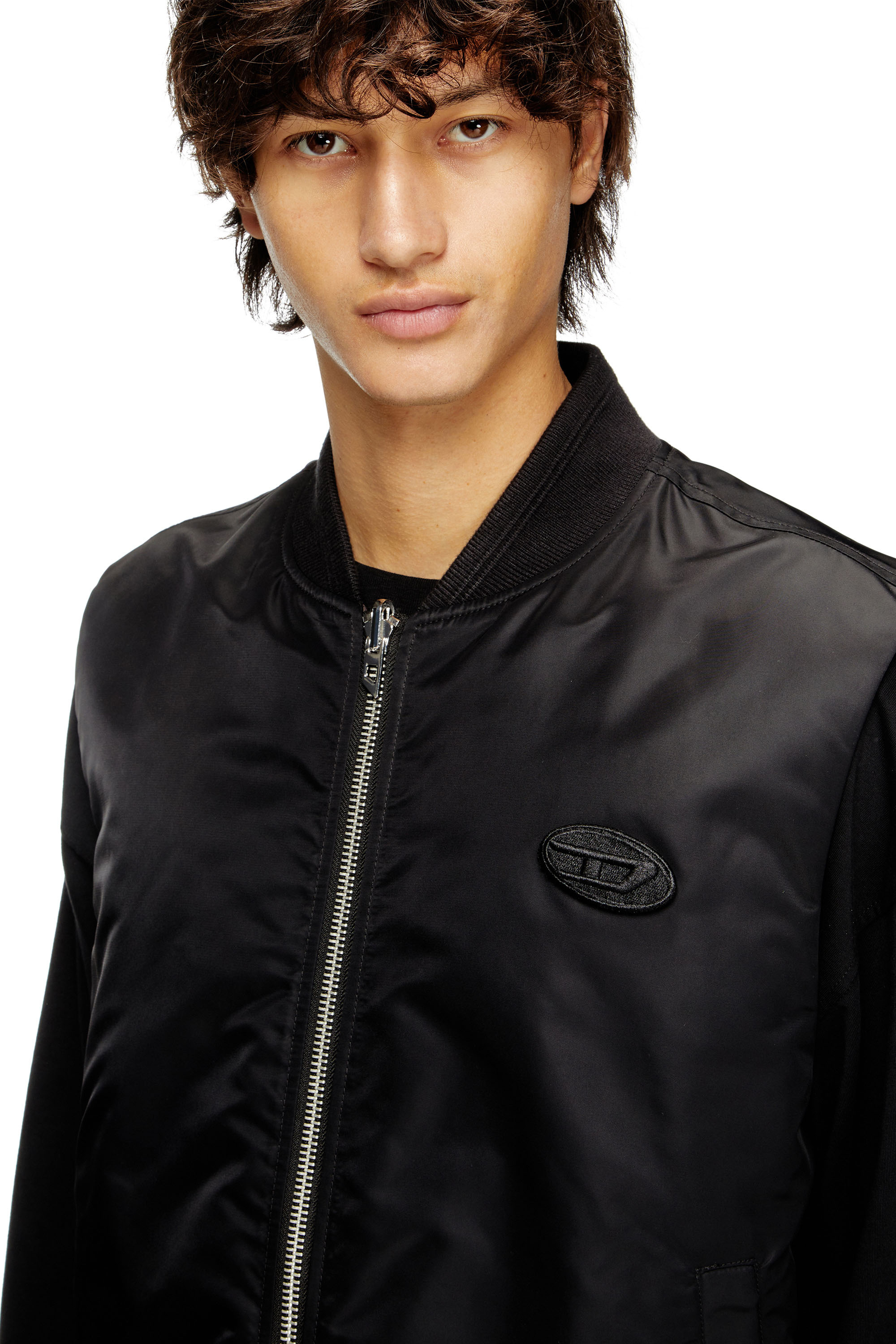 Diesel - W-TYPE-D1-SL, Man's Padded satin vest with Oval D embroidery in Black - 5