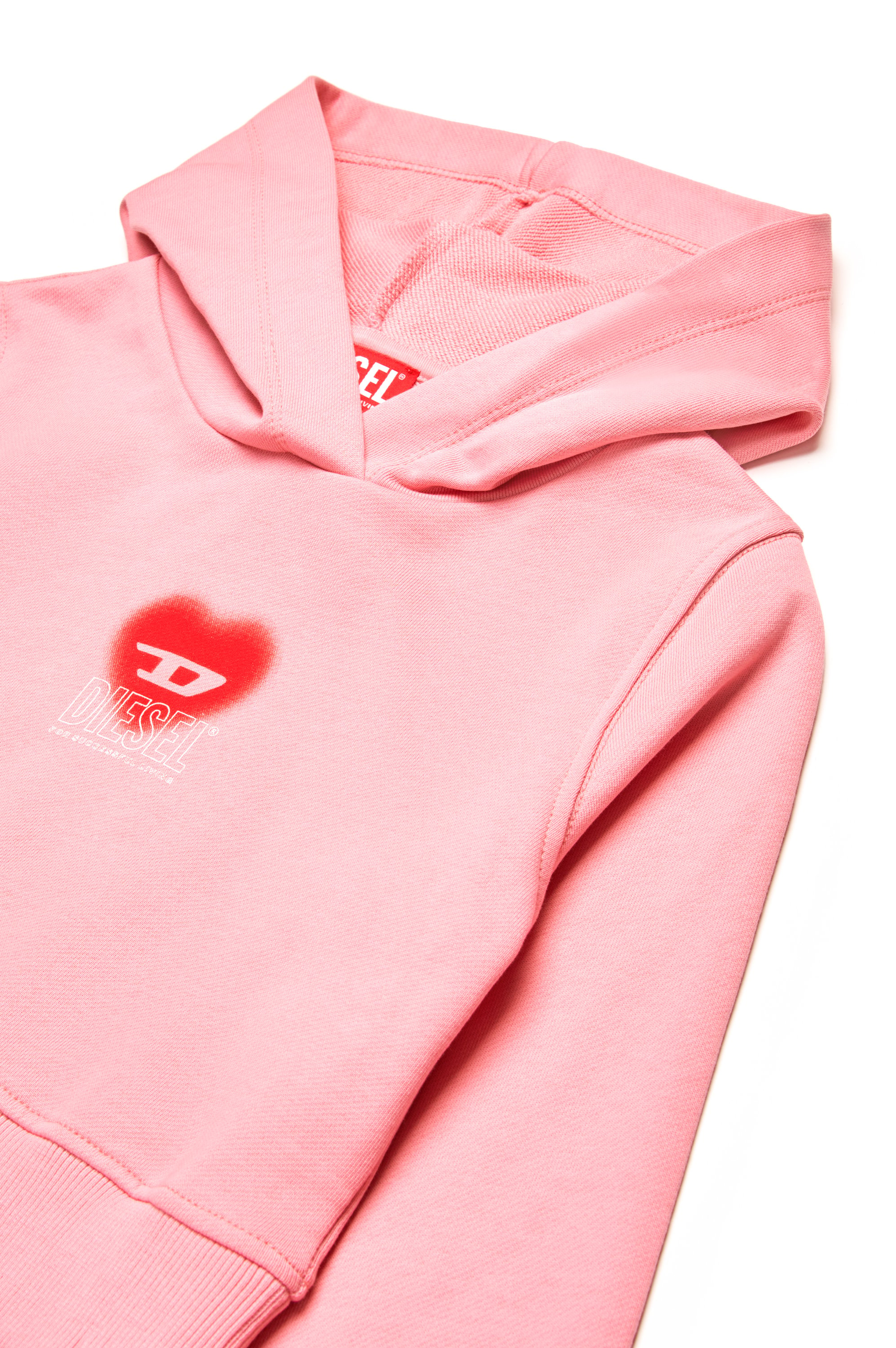 Diesel - SCUOREHOOD, Woman's Cropped hoodie with heart logo in Pink - 3