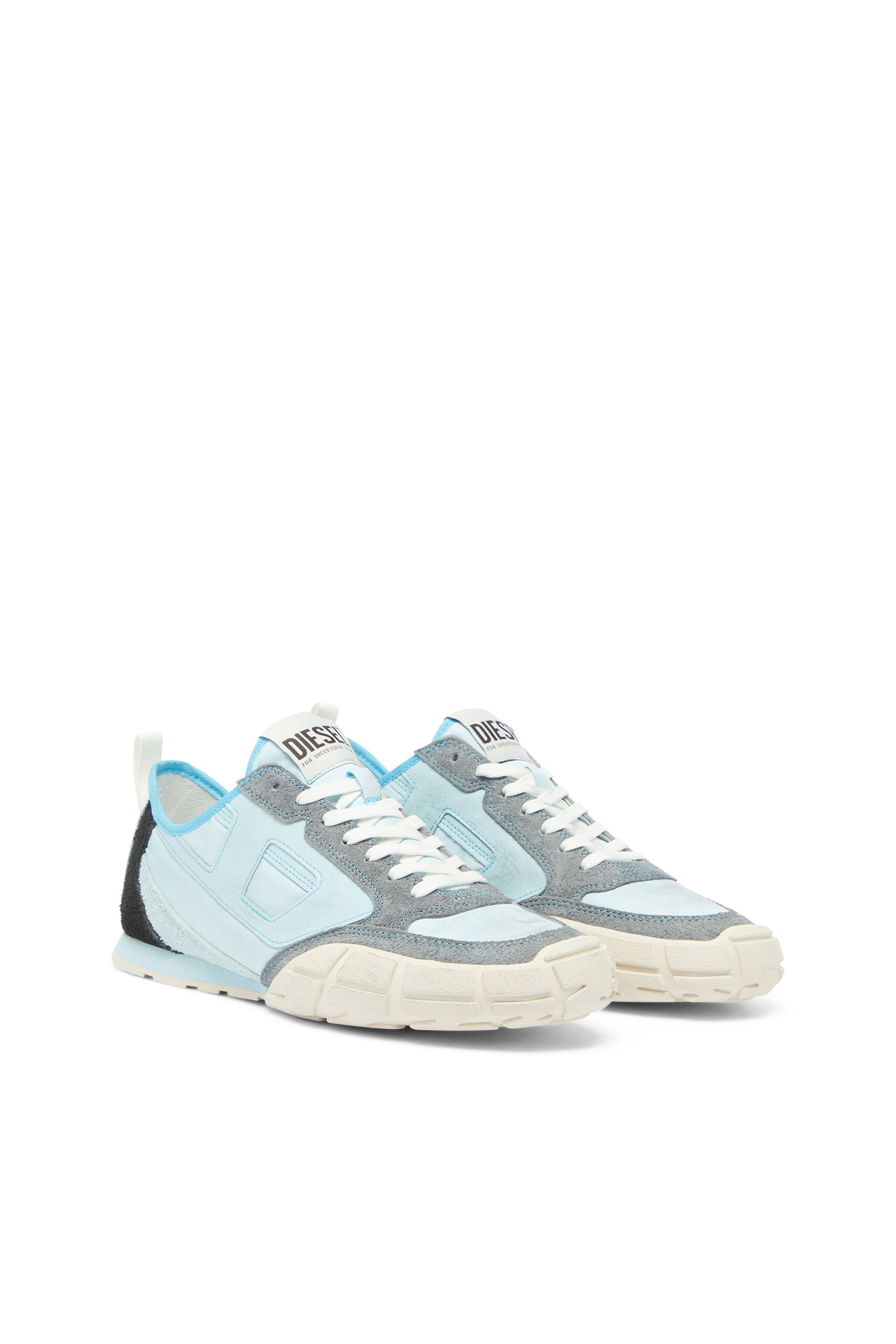 Diesel - S-PAGODHA LOW, Man's S-Pagodha - Sneakers in leather and nylon in Light Blue - 2