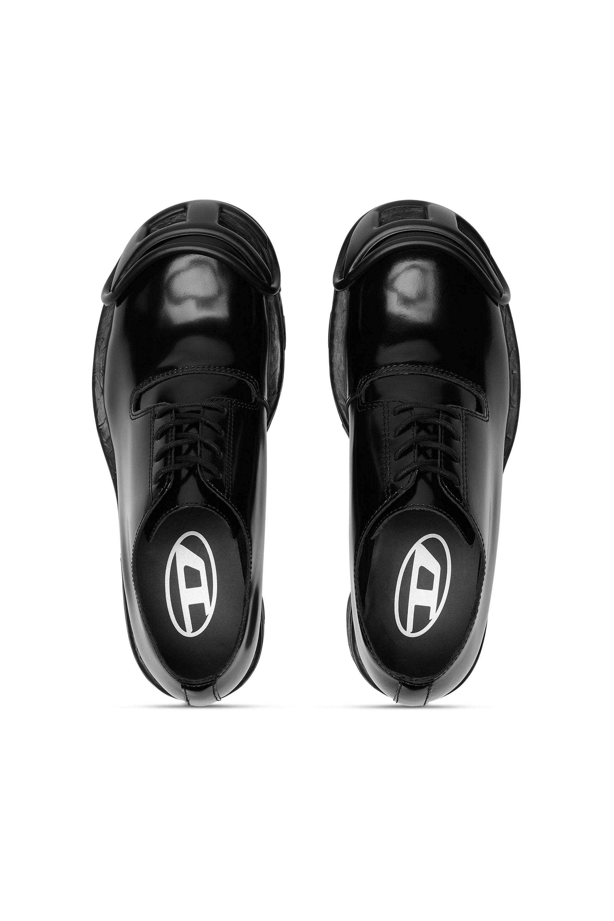 Diesel - D-HAMMER SO D, Man's D-Hammer-Leather lace-up shoes with oval D toe cap in Opaque Black - 5