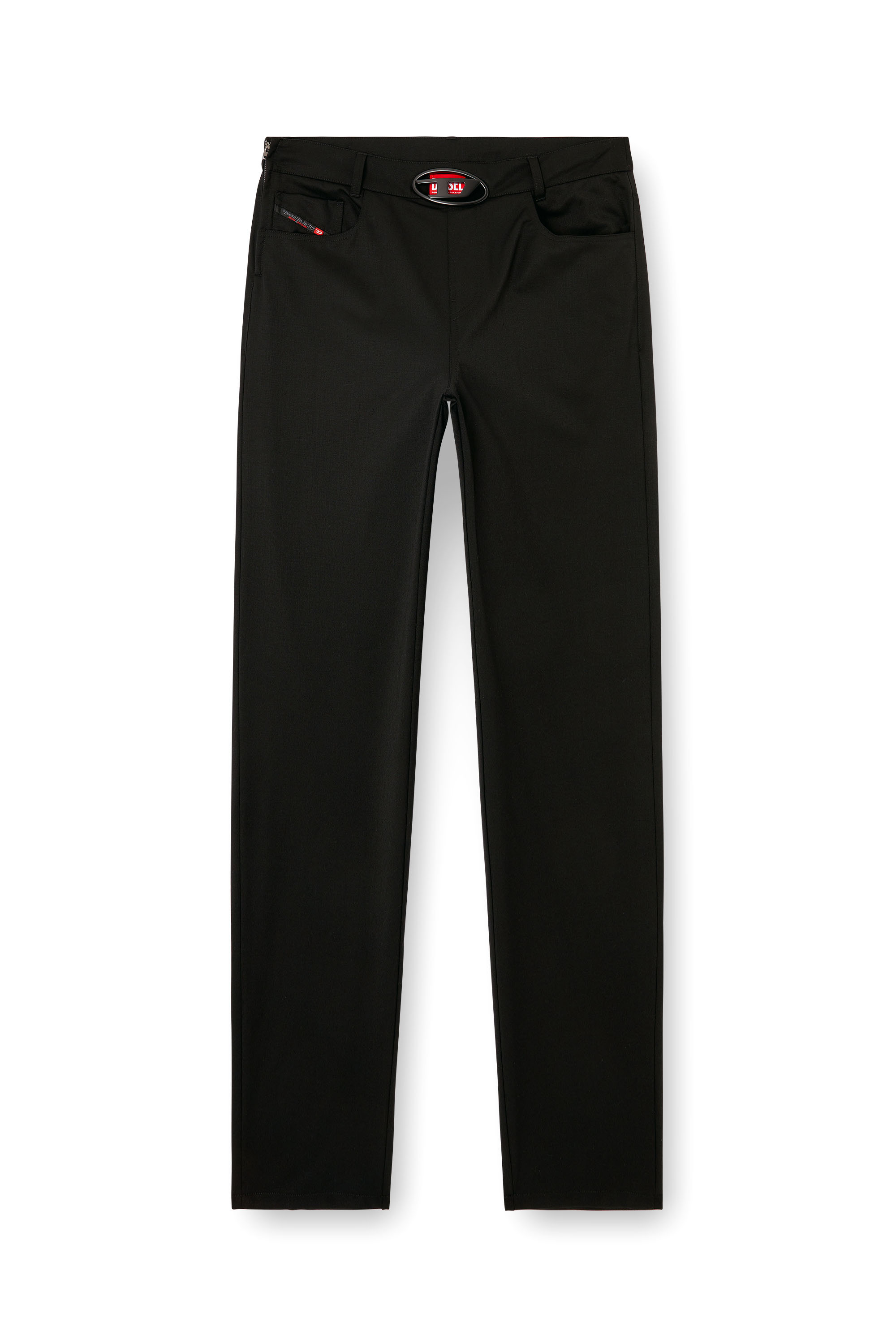 Diesel - P-DMAX, Man's Wool blend pants with D buckle waistband in Black - 5