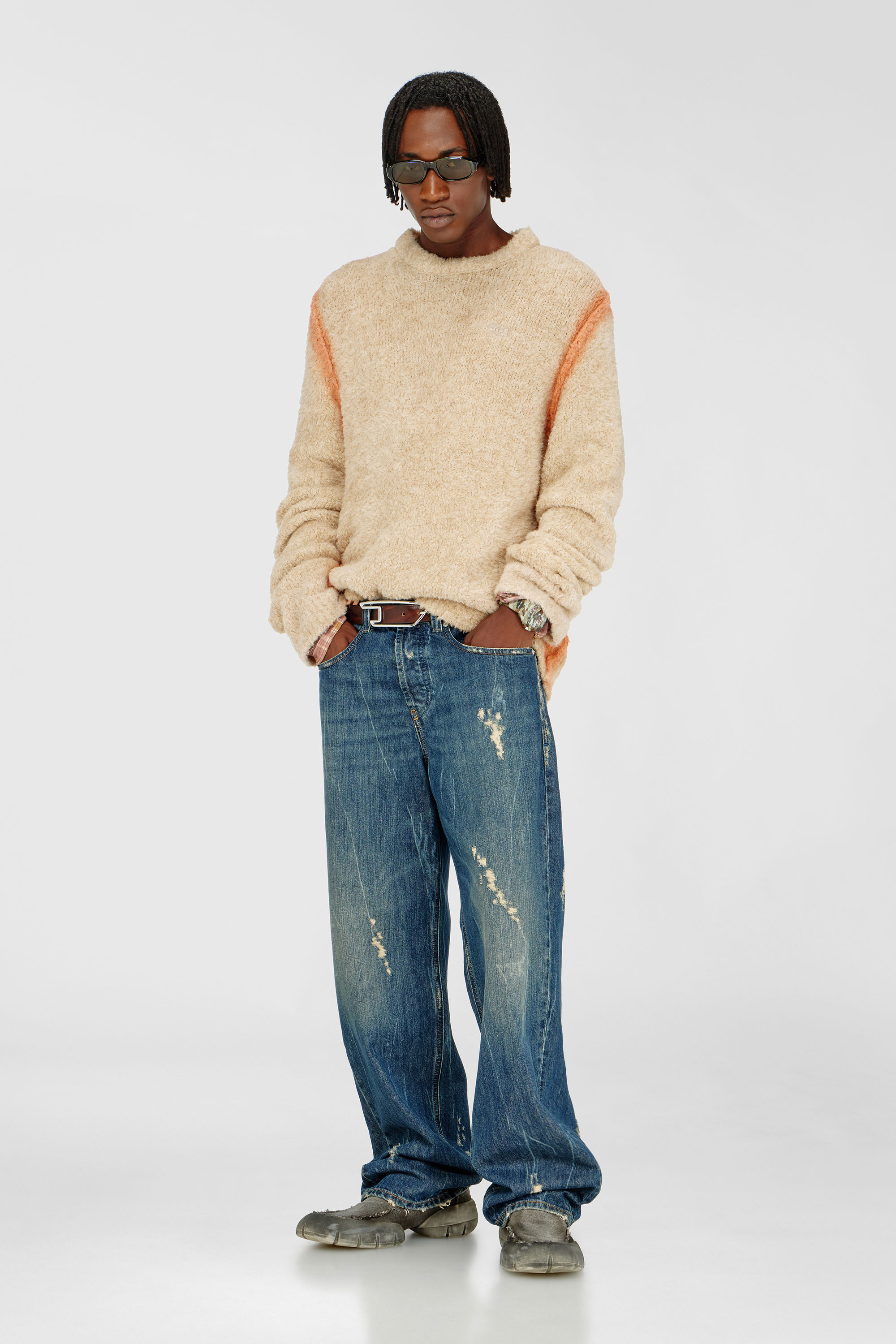 Alpaca-blend jumper with spray-dyed seams