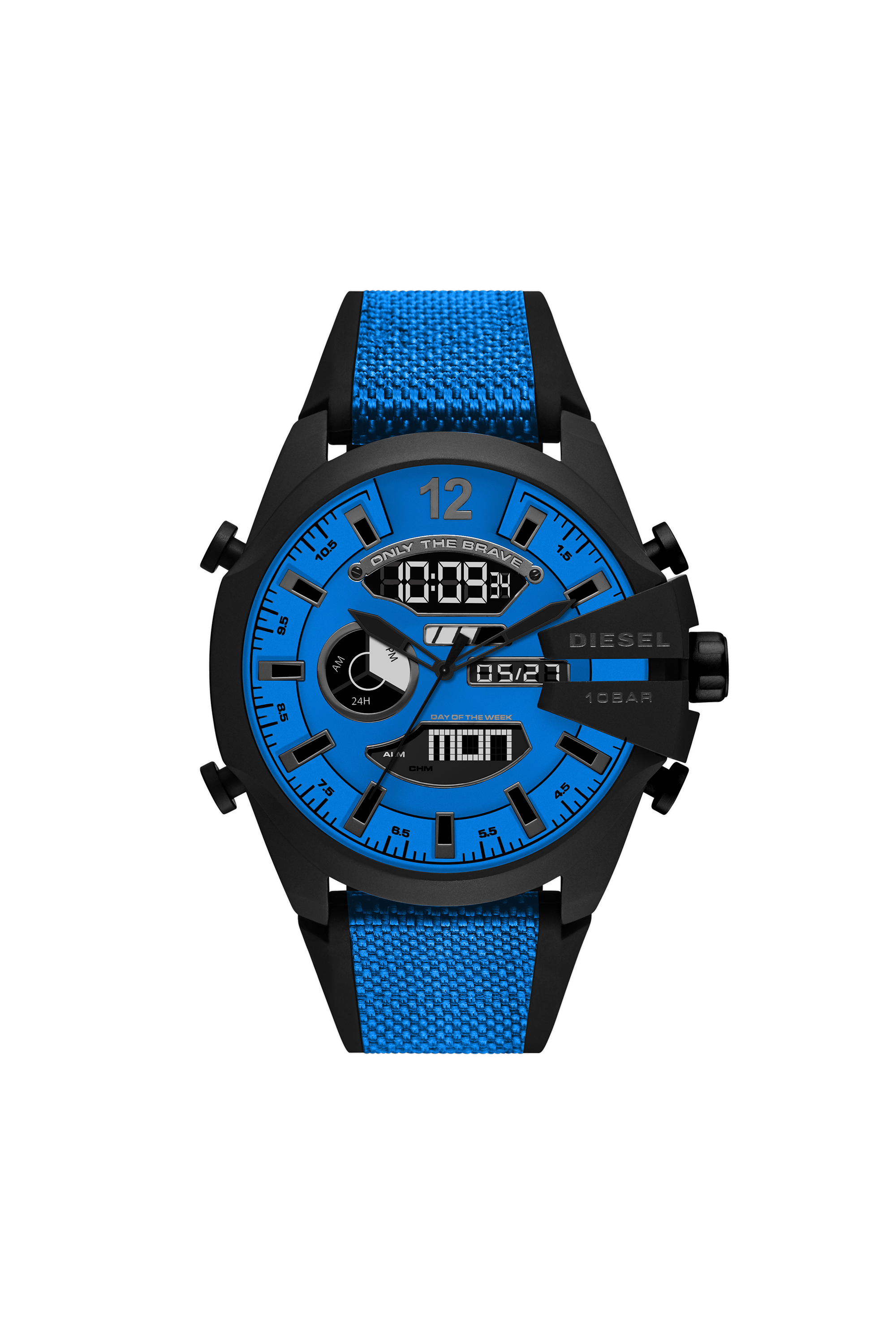 Diesel - DZ4550, Man's Mega Chief analog-digital blue nylon and silicone watch in Blue - 1