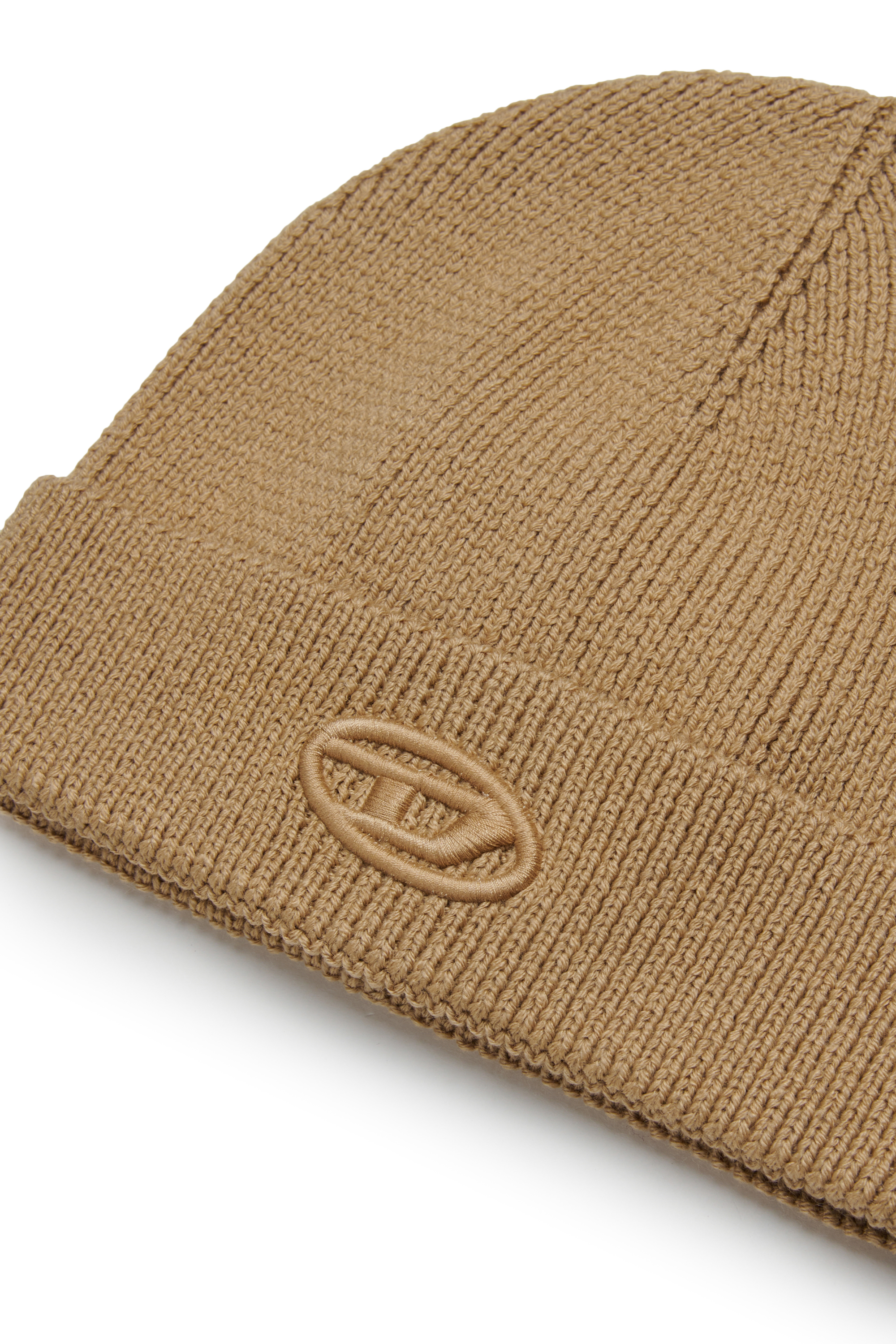 Diesel - FKCODERFULLYC, Unisex's Wool hat with embroidered logo in Light Brown - 3