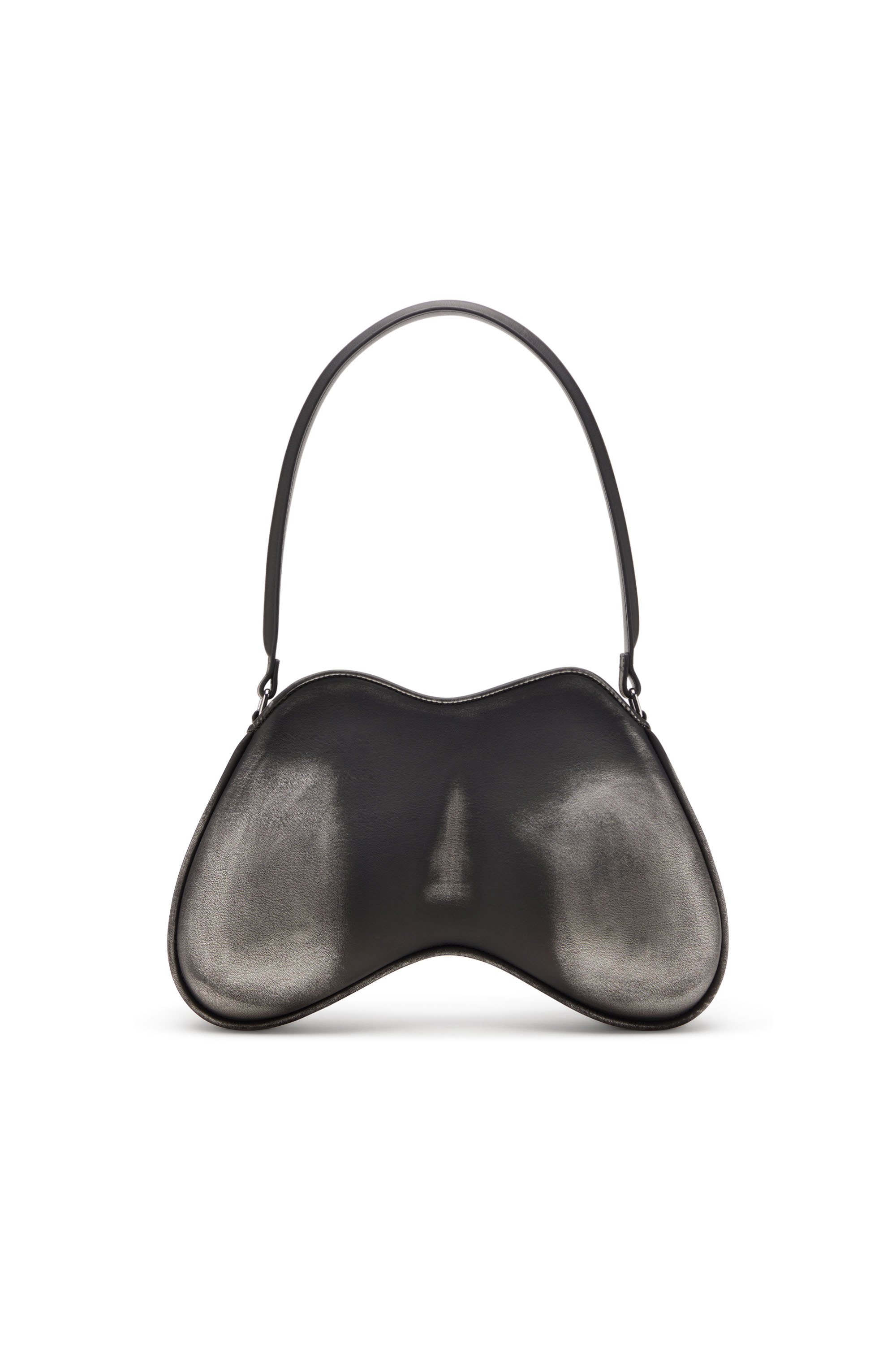 Diesel - DOUBLE-D SHOULDER, Woman's Double-D-Rigid shoulder bag in brushed PU in Black/Silver - 2