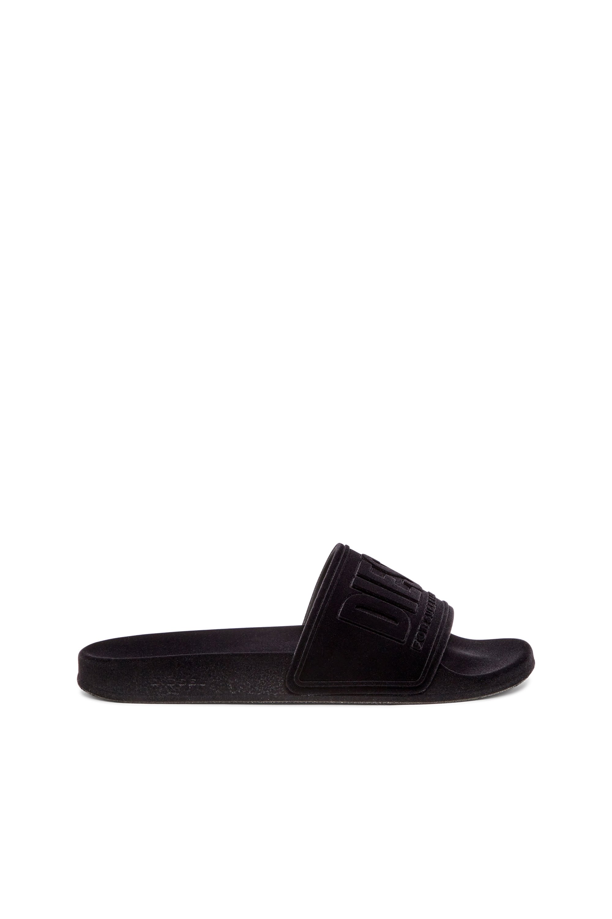 Diesel - SA-MAYEMI CC W, Woman's Sa-Mayemi-Pool slides with velvety flocking in Black - 1