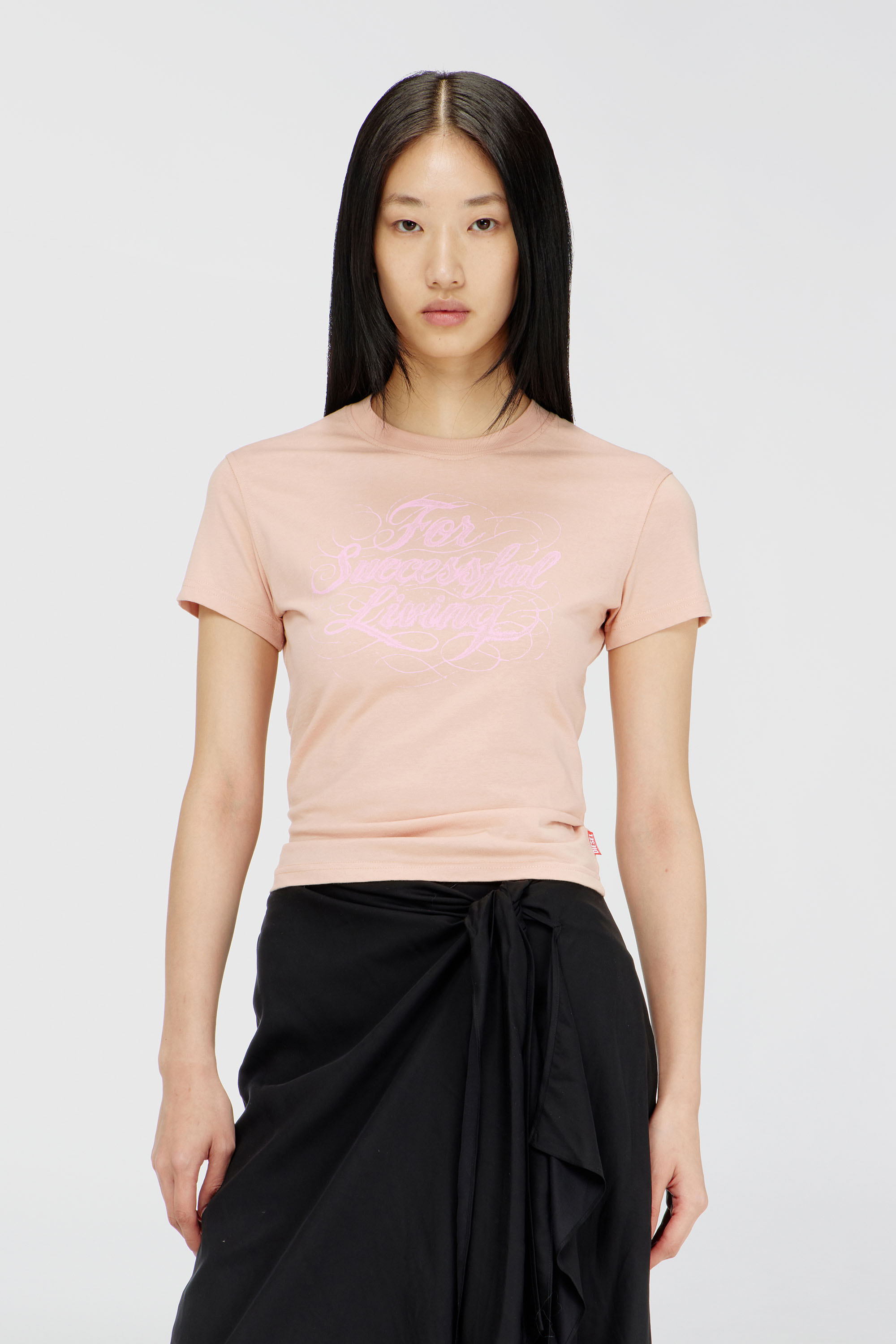 Diesel - T-ILA-AA4, Woman's T-shirt with logo print in Pink - 3