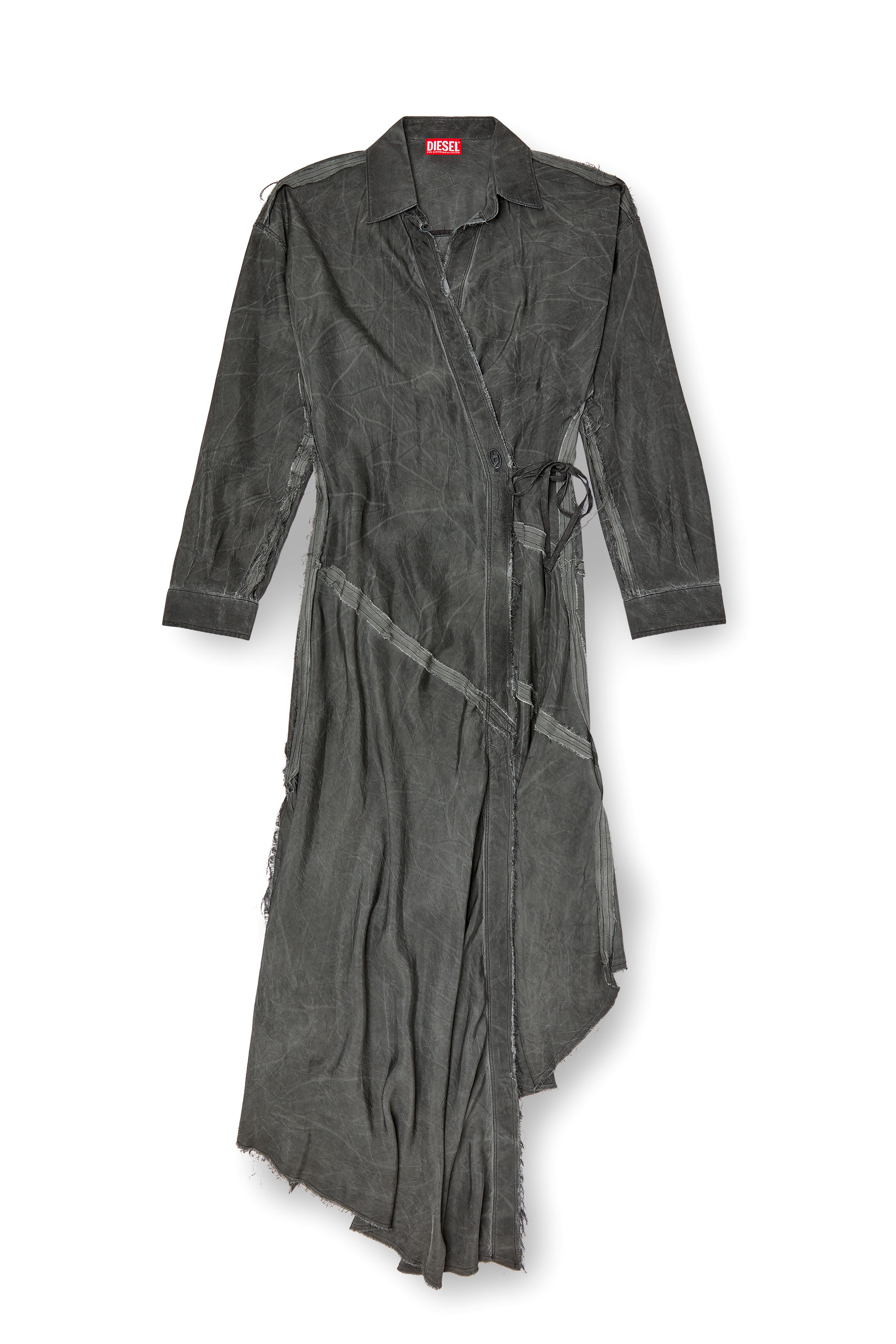 Diesel - D-RAVEN-Q1, Woman's Asymmetrical long-sleeve dress in Dark grey - 3