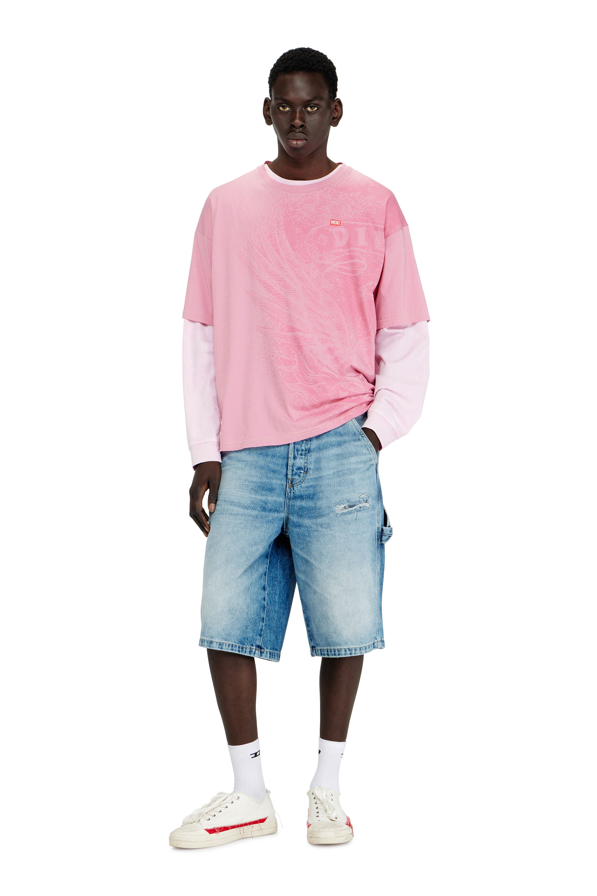 Diesel - D-LIVERY-W-SHORT, Man's Relaxed shorts in fluid denim with abrasions in null - 1