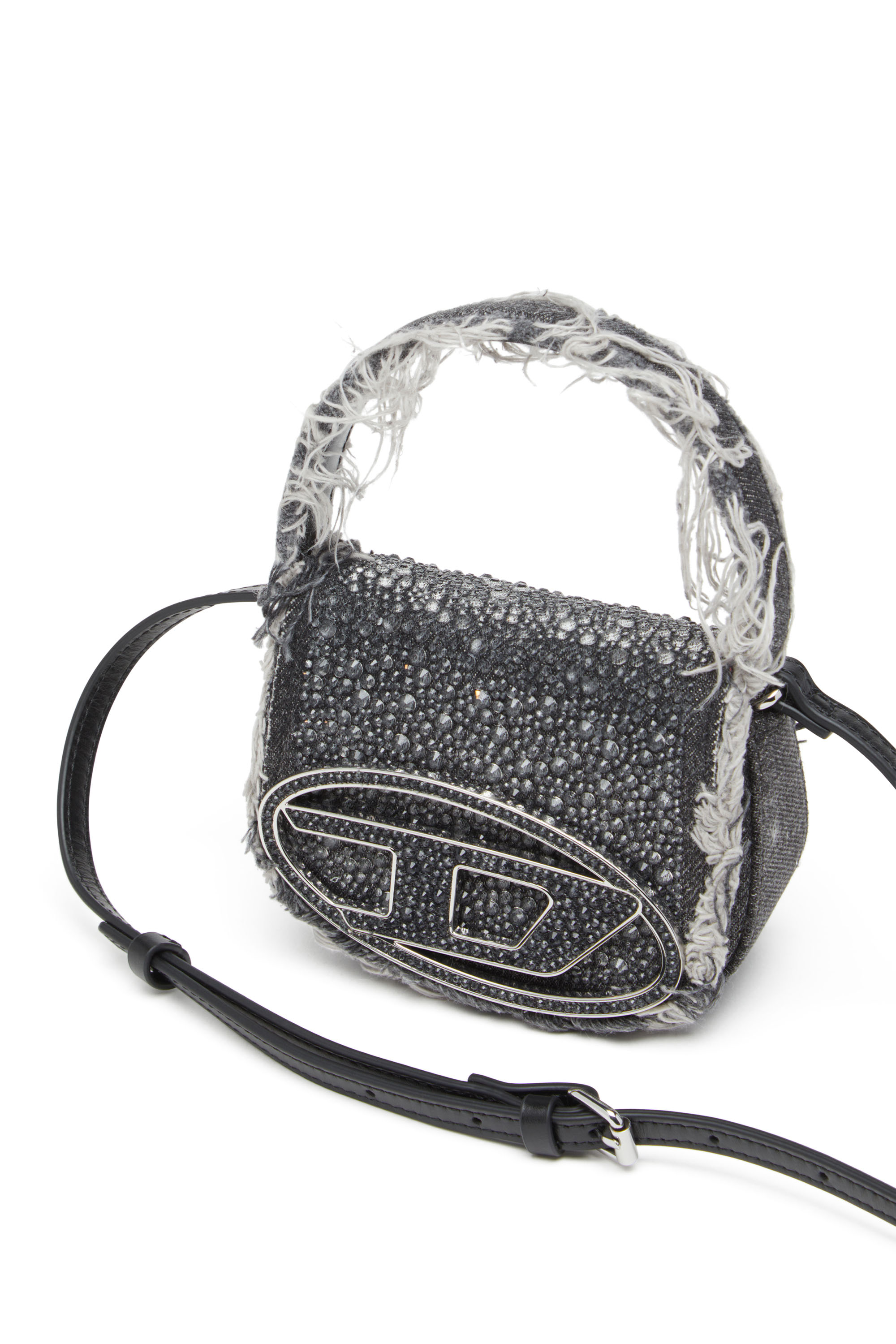 Diesel - 1DR XS, Woman's 1DR XS-Iconic mini bag in denim and crystals in Black - 6