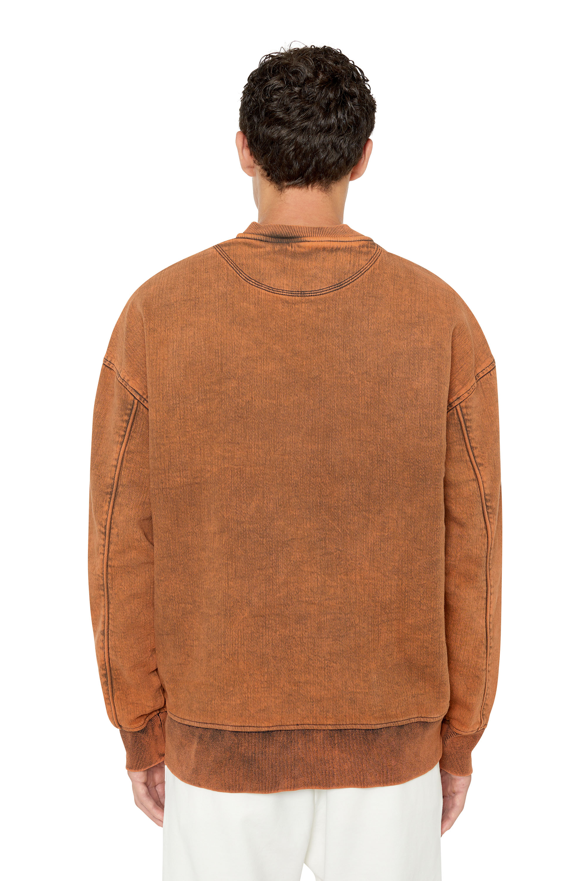 Diesel - D-KRIB TRACK DENIM SWEATSHIRT, Orange - Image 4
