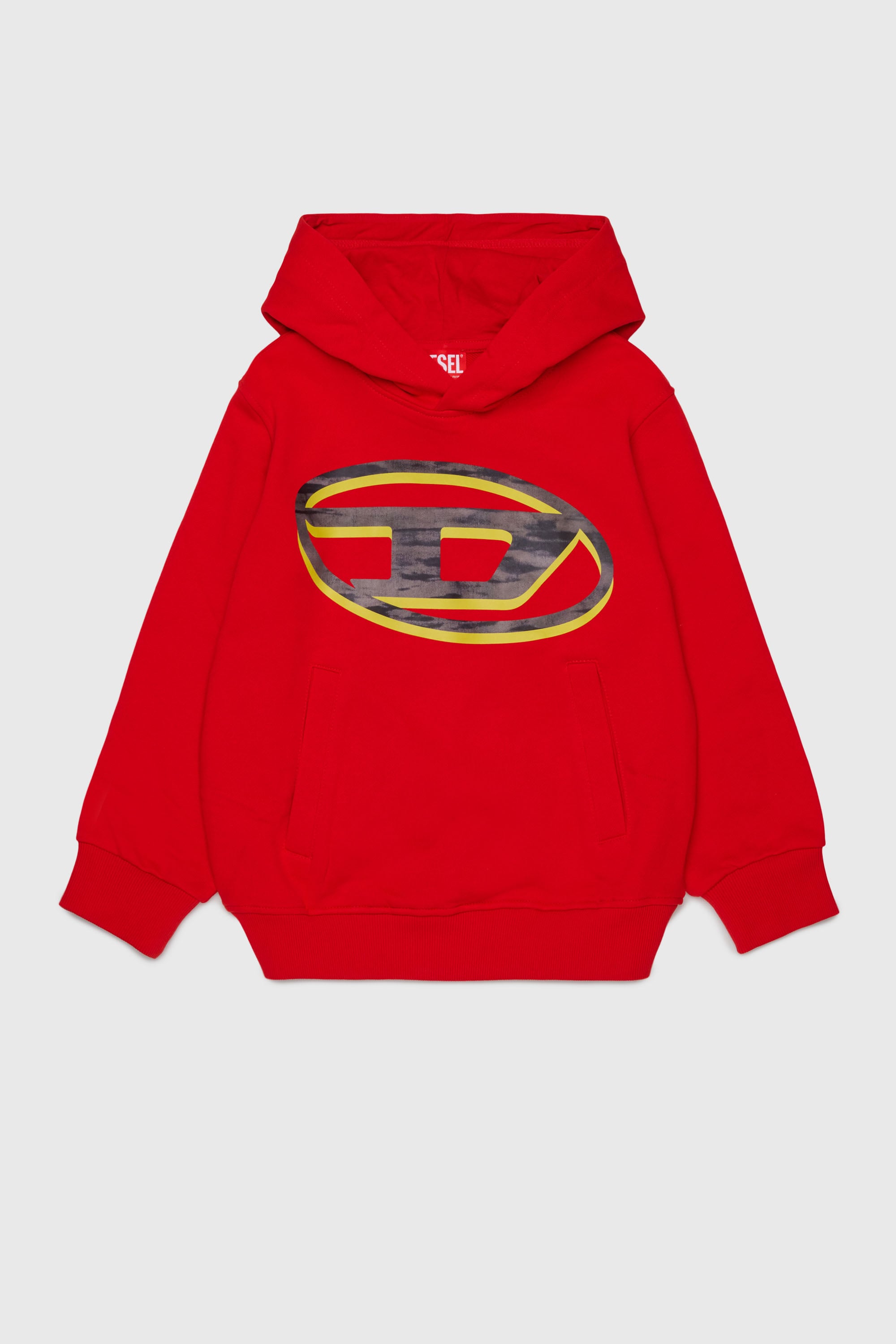 Diesel - SVELLYHOOD OVER, Man's Hoodie with two-tone Oval D print in Red - 1