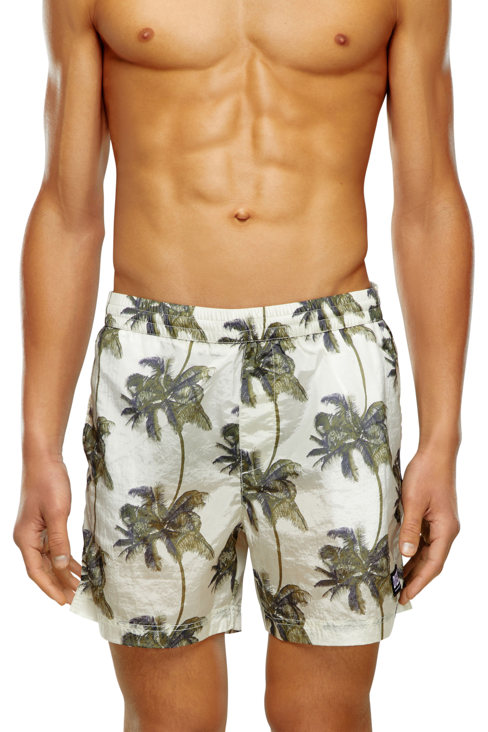 Diesel - BMBX-RIO-41CM-PARACHUTE, Man Palm-tree board shorts in crinkled fabric in Green - Image 2