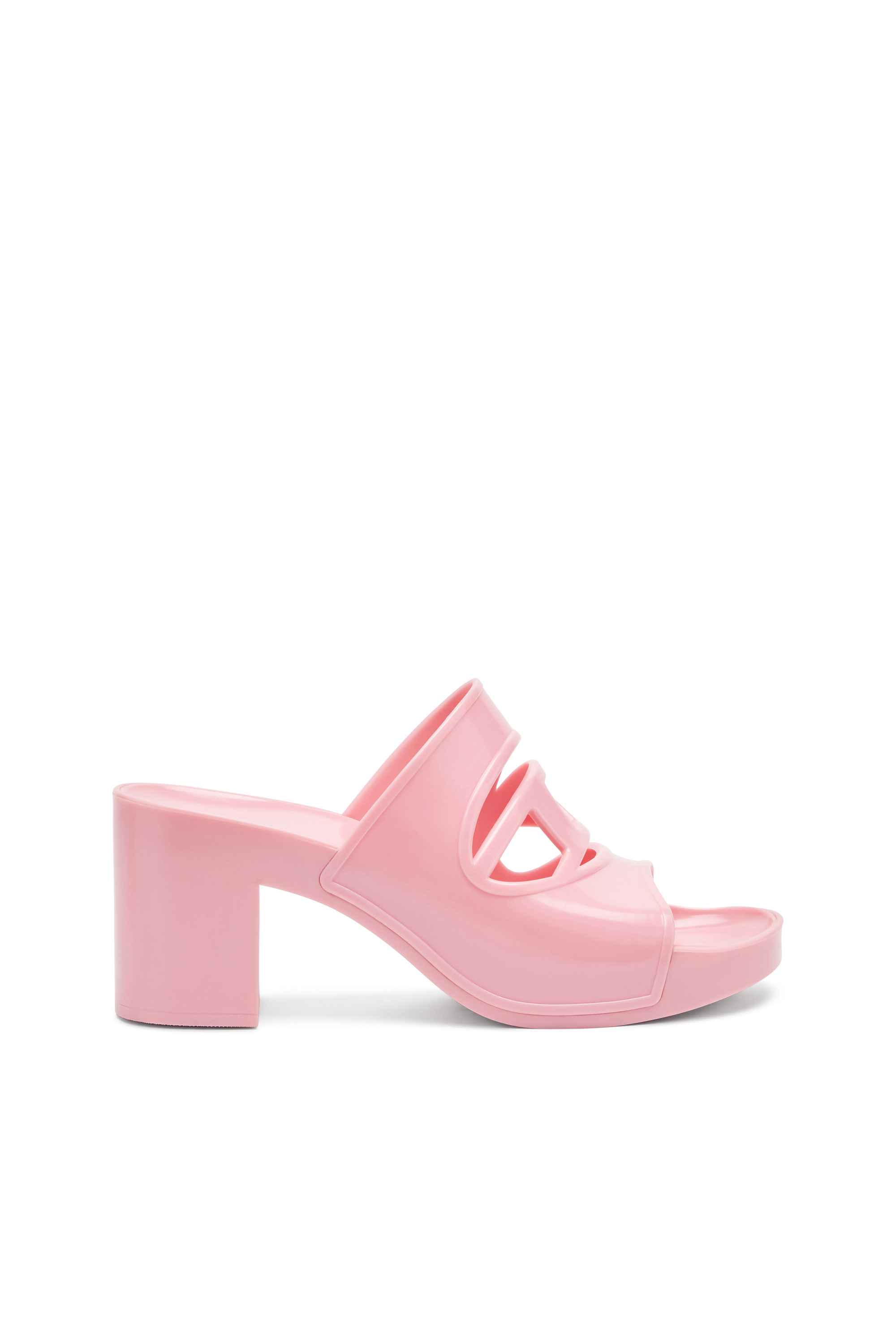 Diesel - SA-BONNIE, Woman's Sa-Bonnie-Heeled rubber slides with cut-out logo in Pink - 1