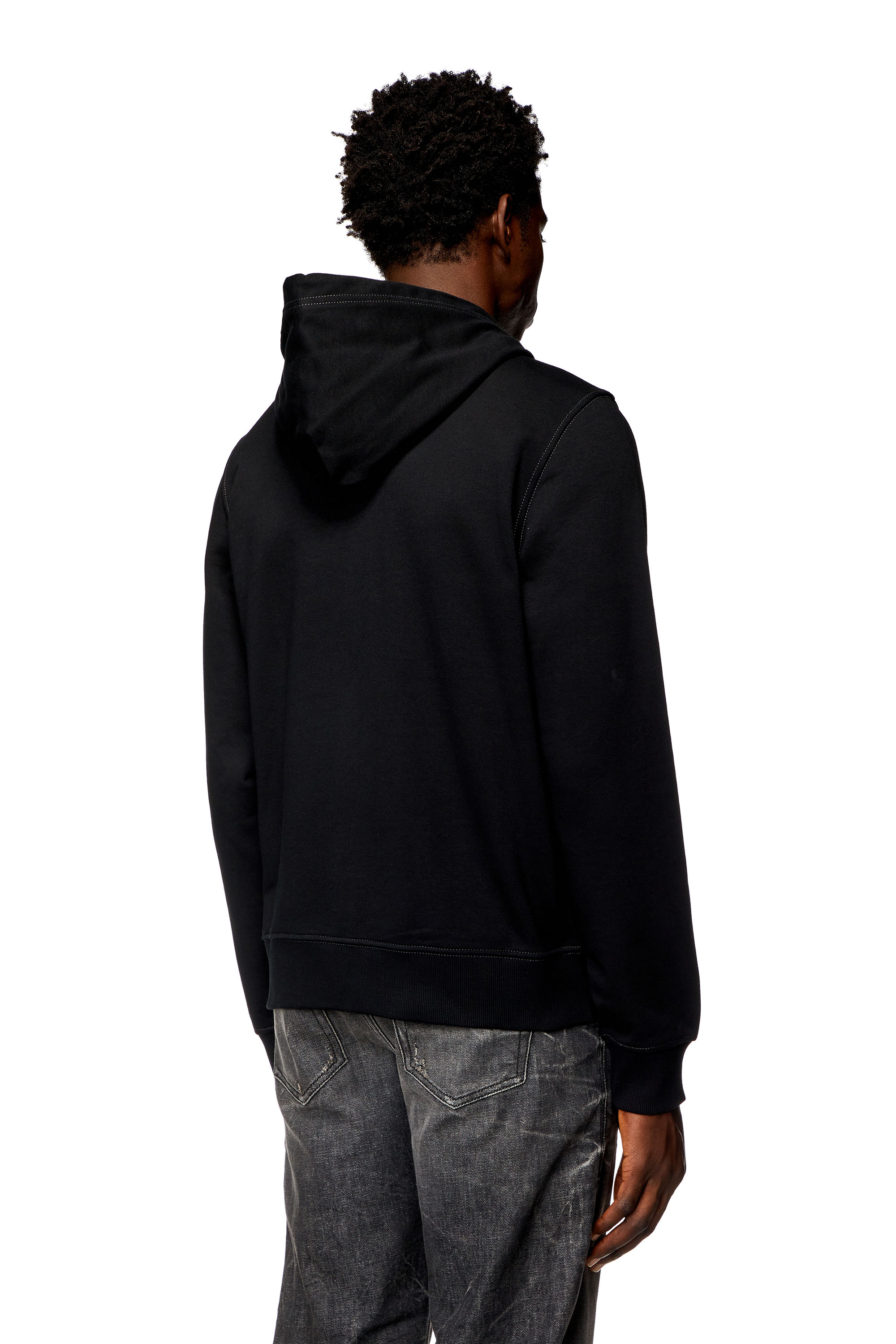 Diesel - S-GINN-HOOD-ZIP-K11, Man's Zip hoodie with mottled logo print in Black - 3