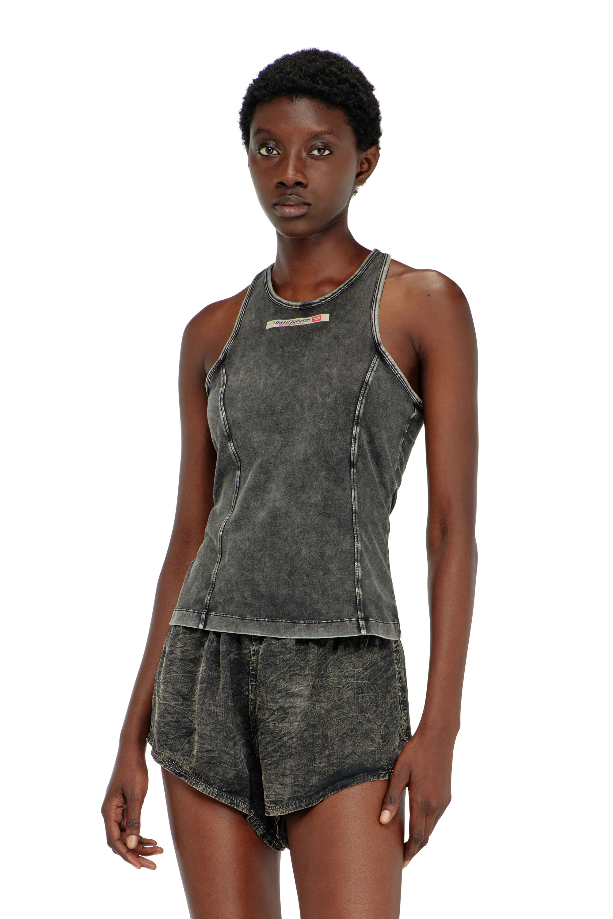 Diesel - IRENE-DNM, Woman's Cotton tank top with treated effect in null - 2