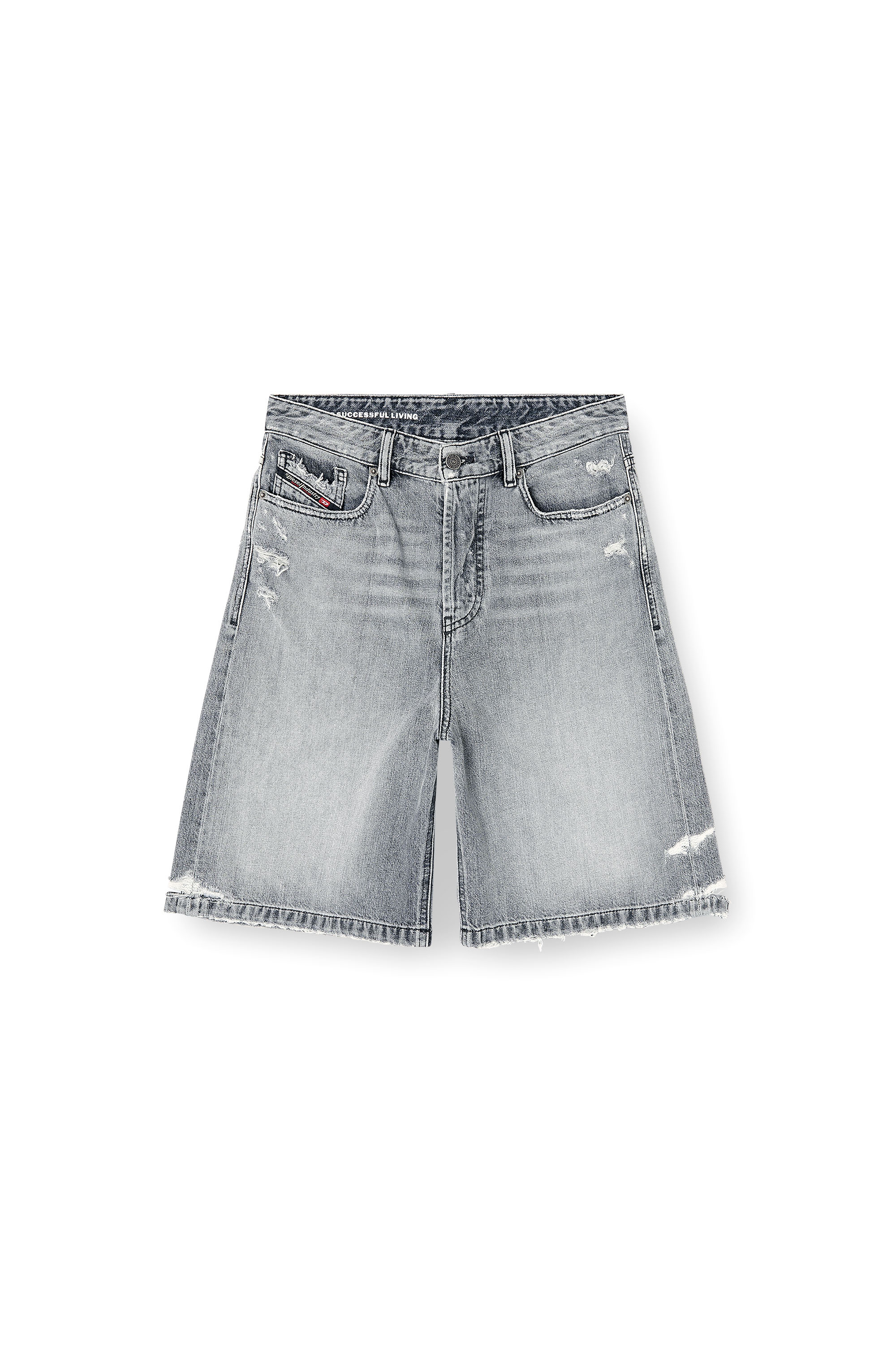 Diesel - DE-SIRE-SHORT, Woman's Denim shorts with frayed hems in Grey - 3