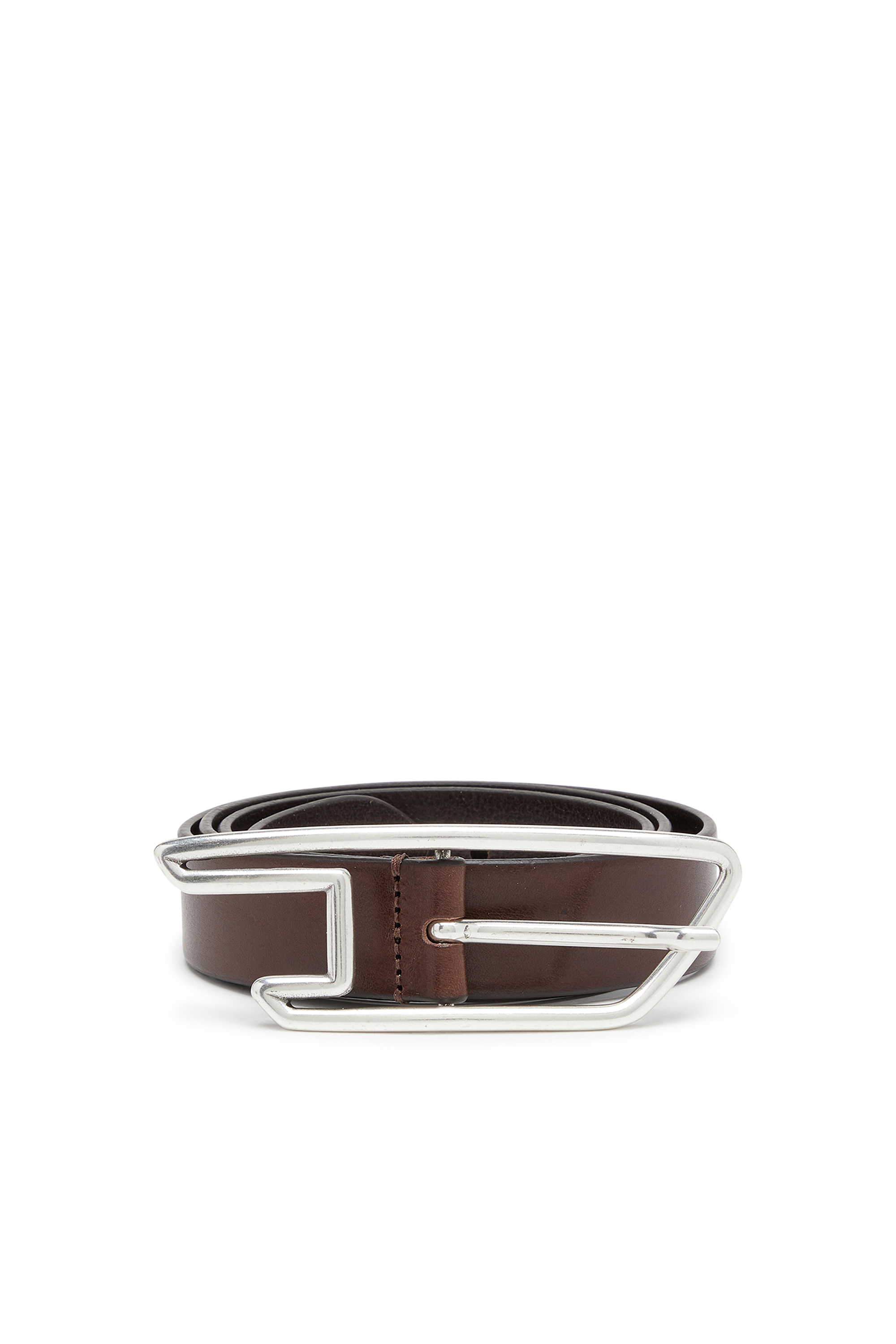 Diesel - B-D LINE 30, Unisex's 3cm leather belt with D-logo buckle in Brown - 1