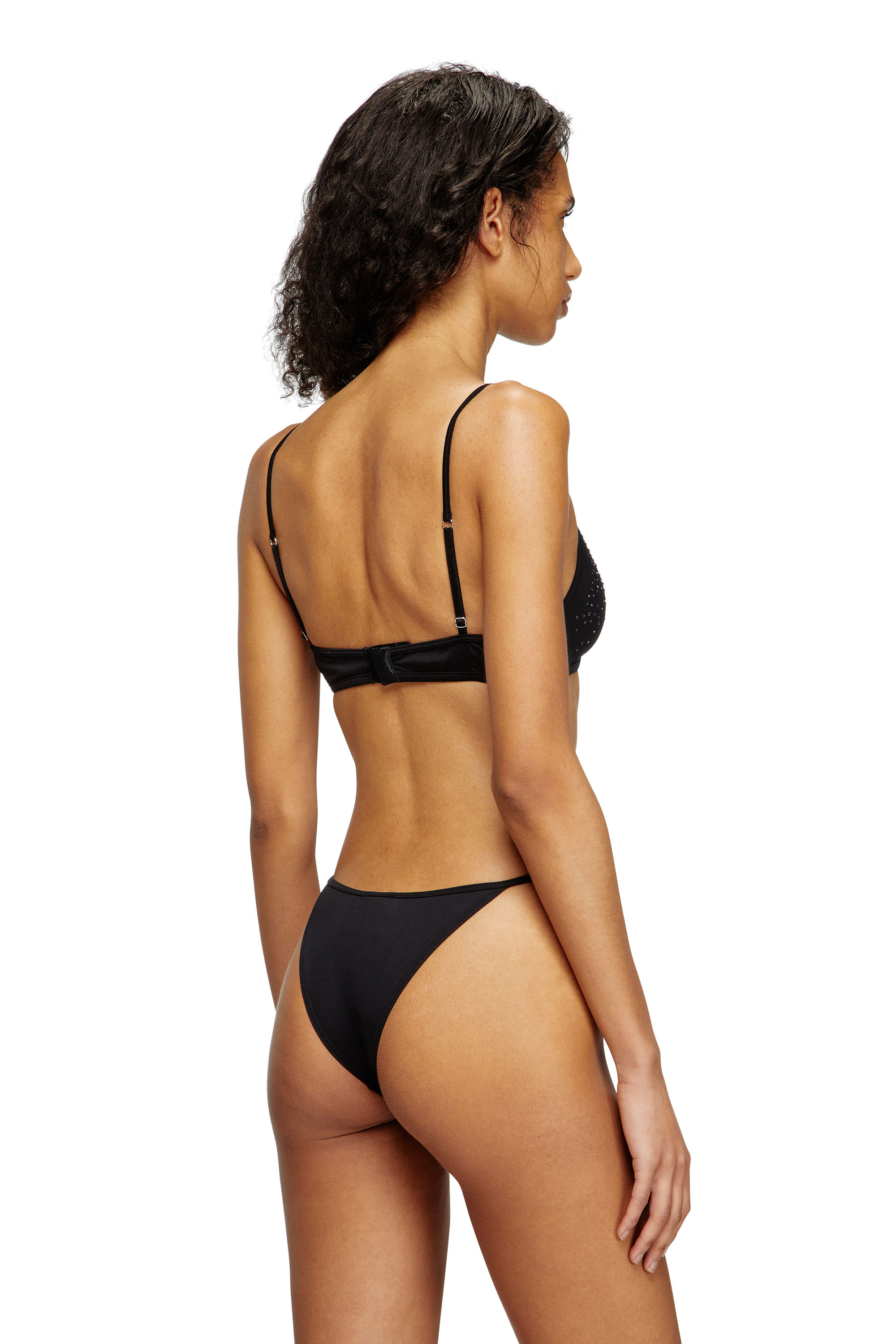 Diesel - LUNA-DNM, Woman's Microfibre triangle bra with crystals in Black - 4