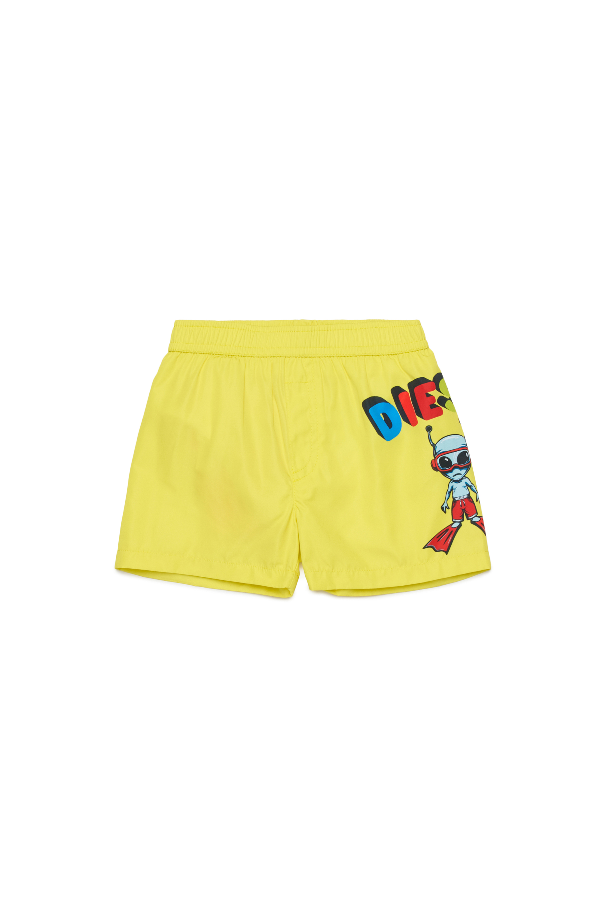 Diesel - MIRULYB, Man's Swim shorts with alien print in Yellow - 1