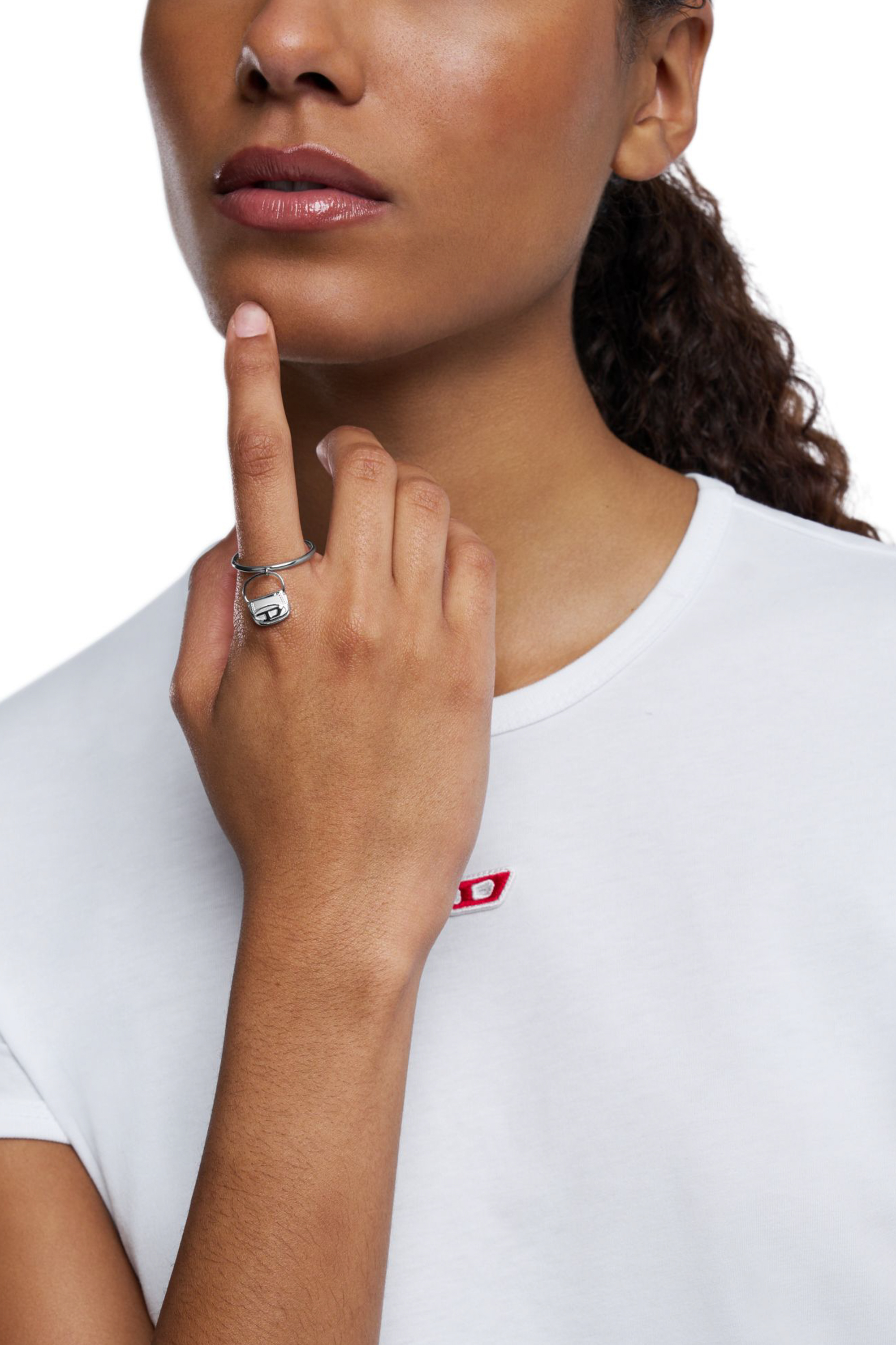 Diesel - DX1619040 JEWELLERY, Unisex's Stainless steel 1dr bag charm ring in Silver - 4