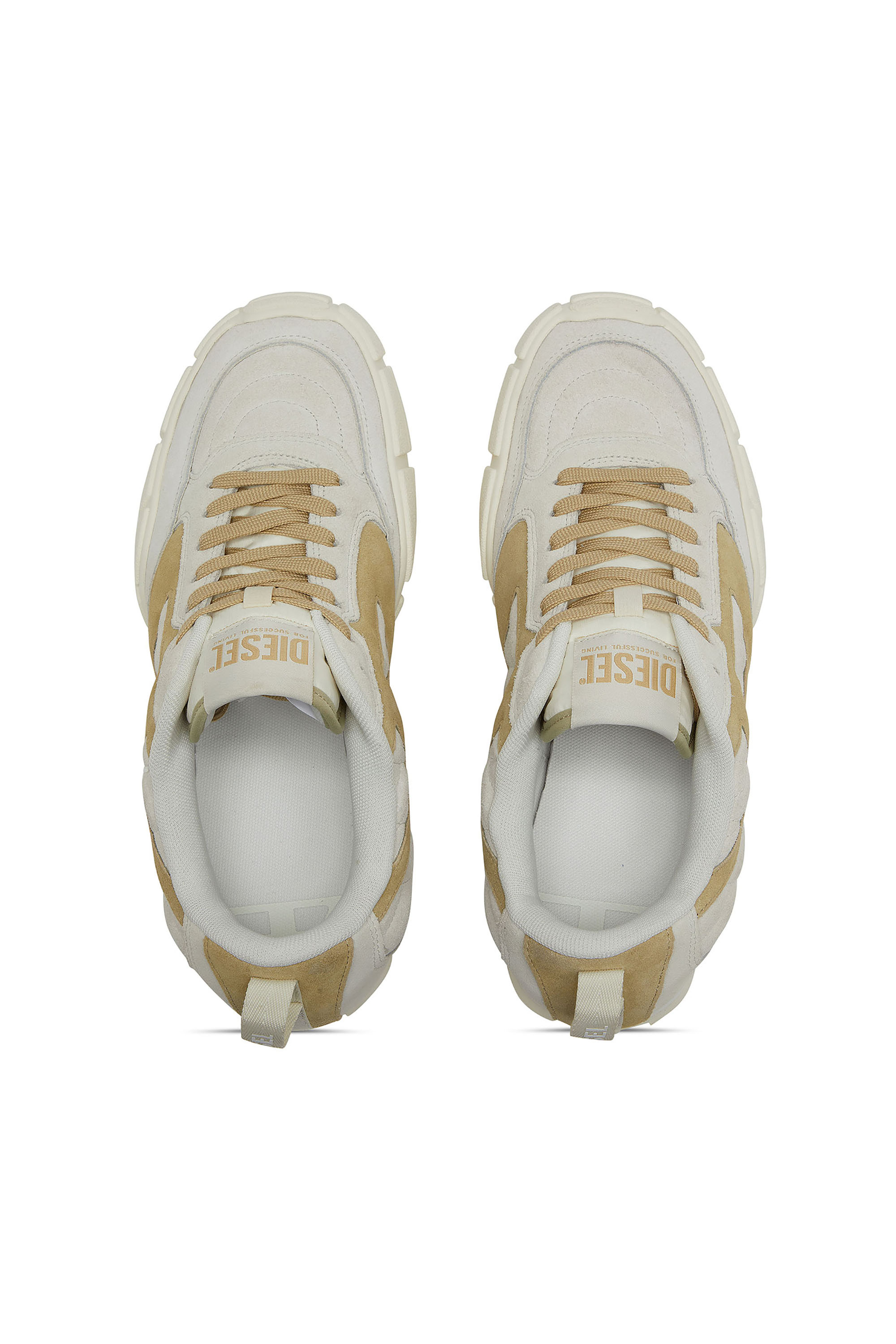 Diesel - S-PAGODHA LOW W, Woman's S-Pagodha-Quilted suede sneakers in White/Brown - 4