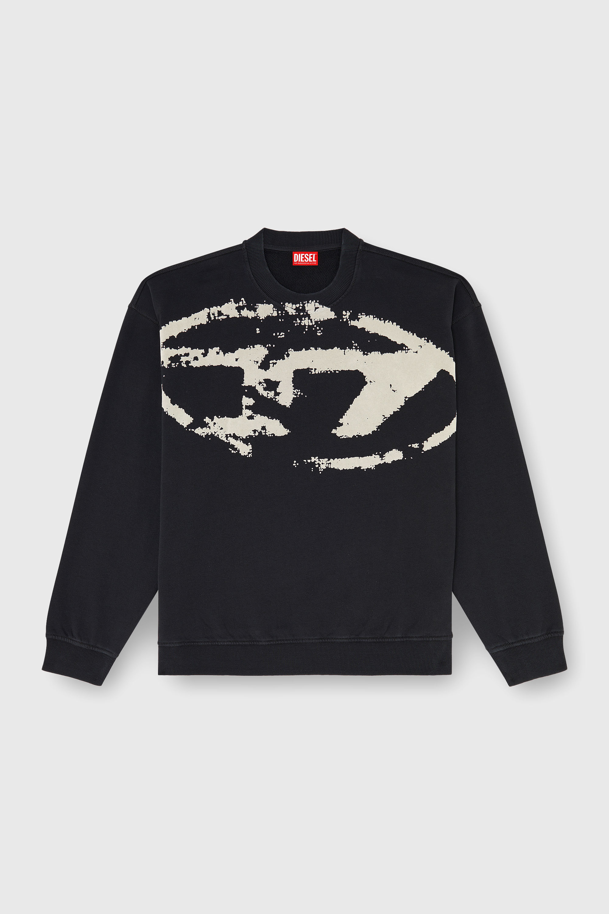 Diesel - S-BOXT-N5, Man's Cotton sweatshirt with flocked Oval D in Black - 2