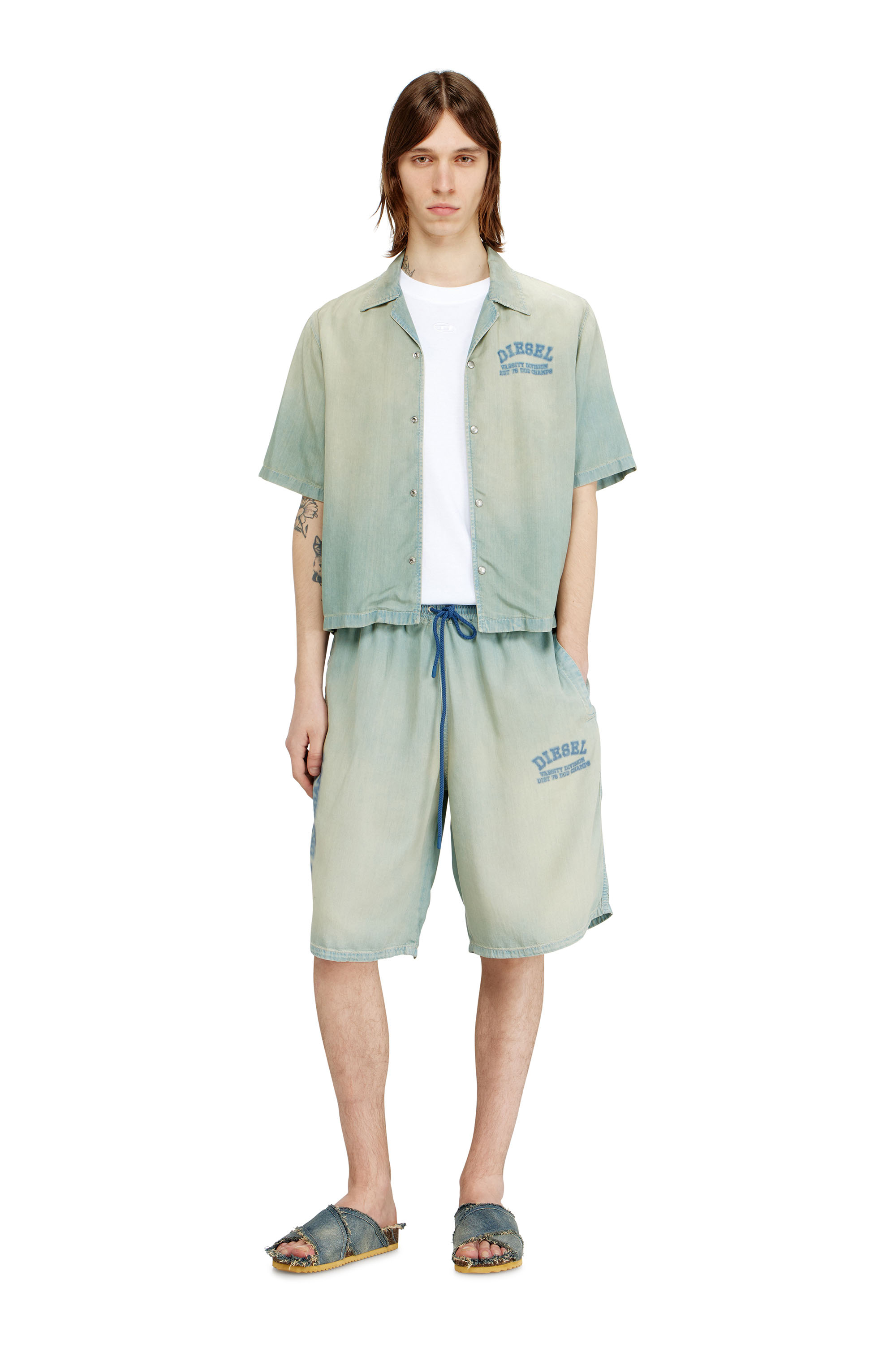 Diesel - D-ENIMOS-SHORT-S2, Unisex's Shorts in fluid dirt-effect denim in null - 2