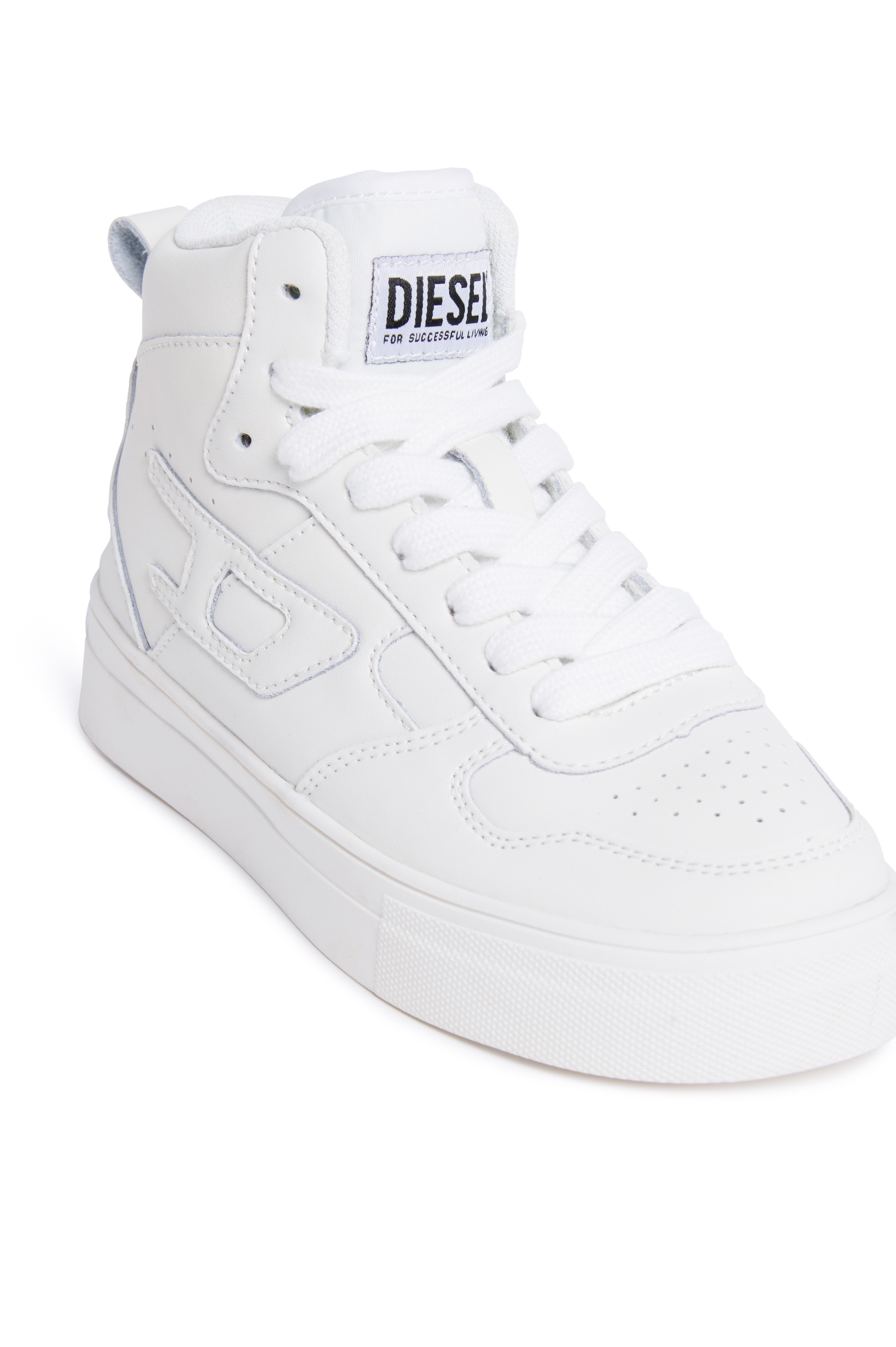 Diesel - S-UKIYO MID 2.0., Unisex's High-top sneakers in perforated leather in White - 4