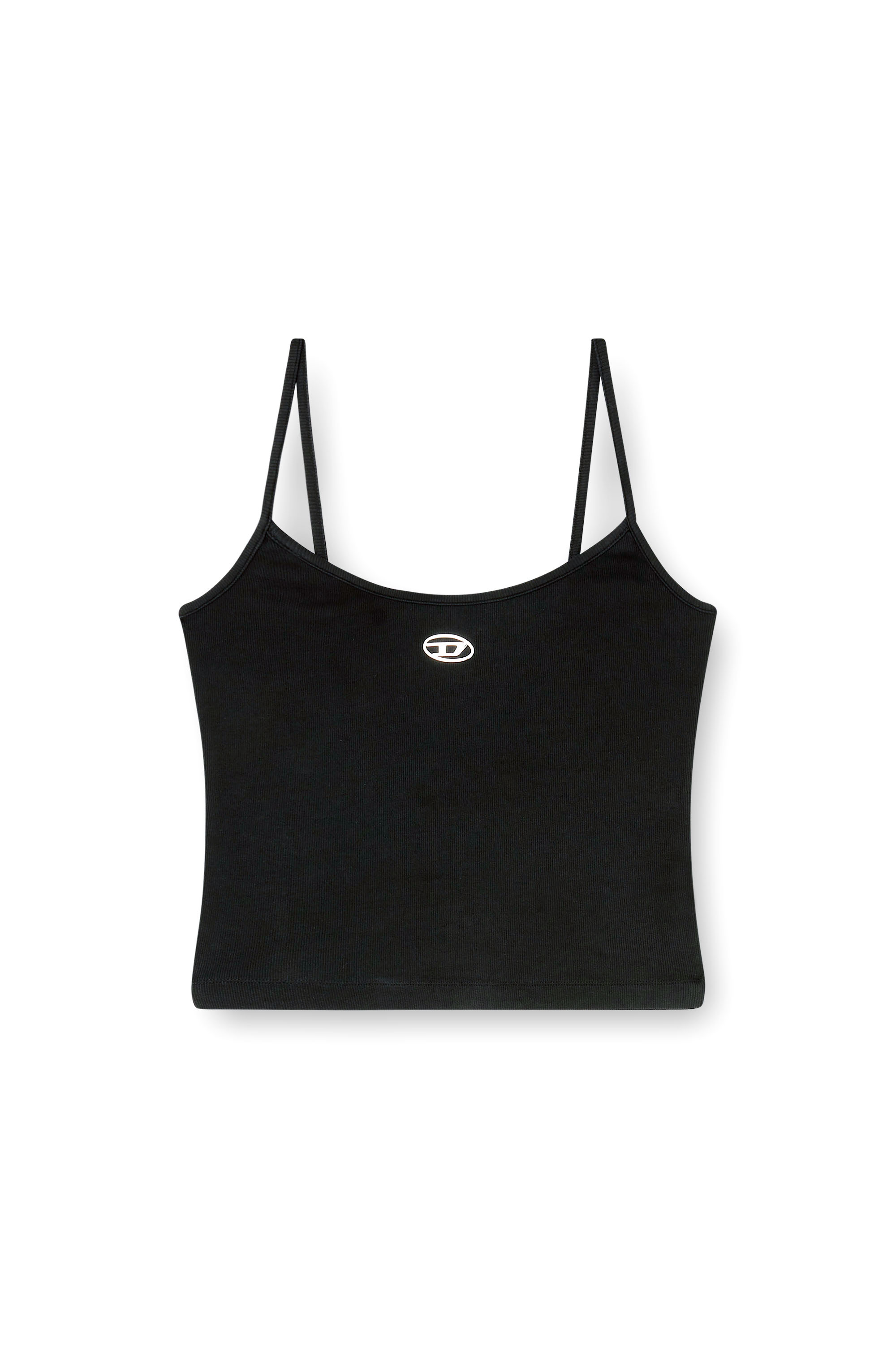 Diesel - T-HUPY-OD, Woman's Ribbed tank top with metallic Oval D in Black - 3