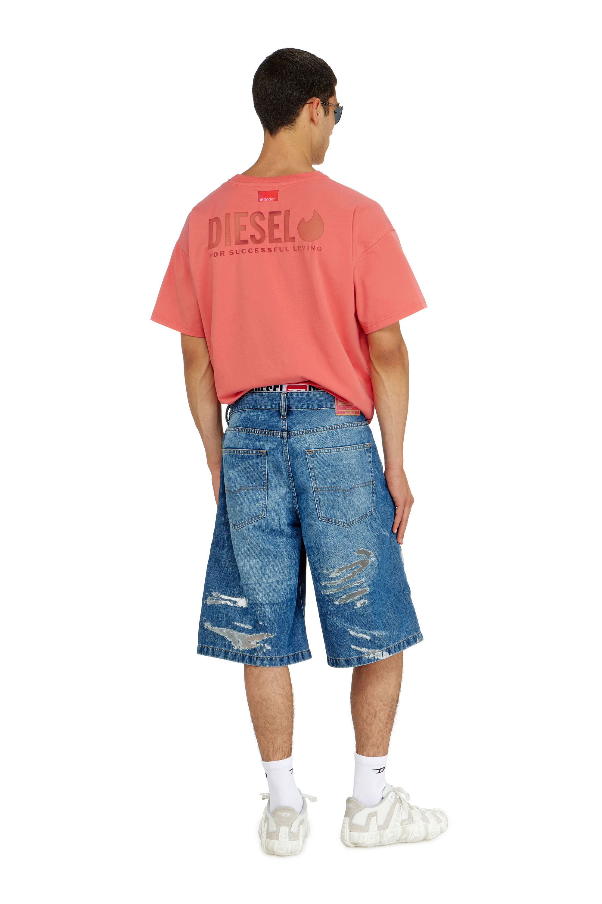 Diesel - PR-T-NORM-CHITIND-R, Unisex's T-shirt with transparent back logo in Coral Rose - 4