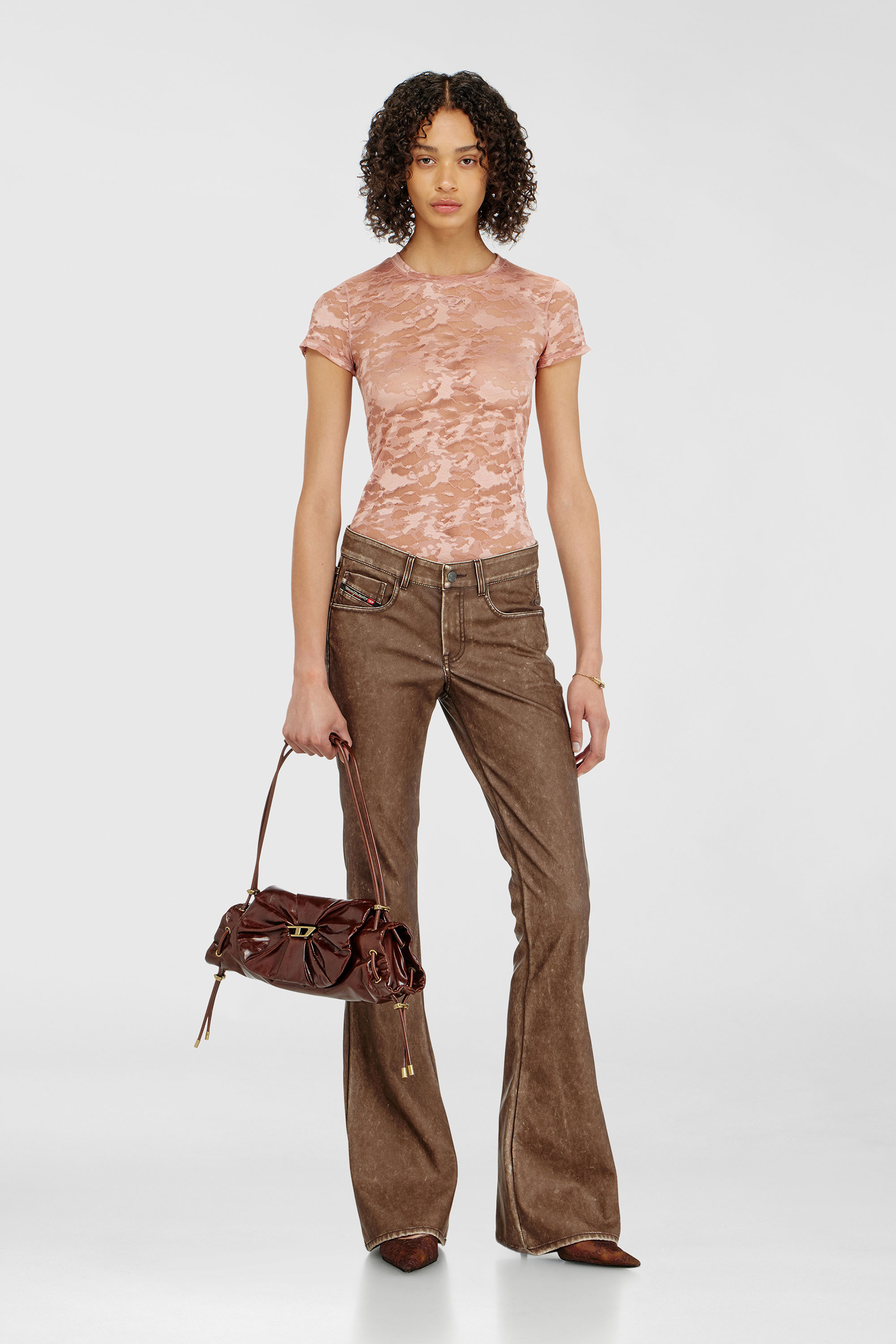 Diesel - KASIA-UTLT, Woman's Camo lace T-shirt in Nude - 6