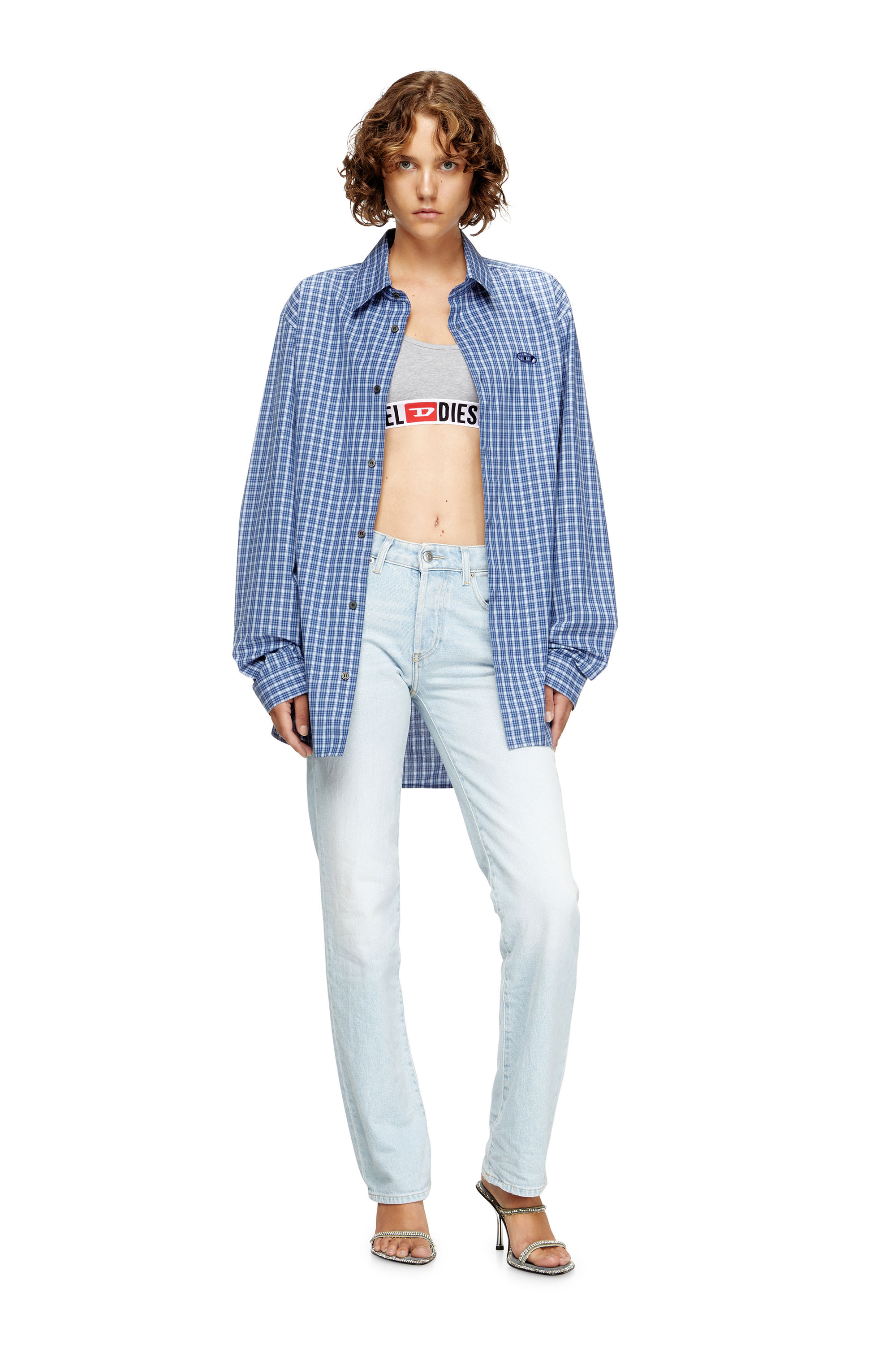 Diesel - UFSB-ORIBA, Woman's Bralette with logo band in Grey - 6