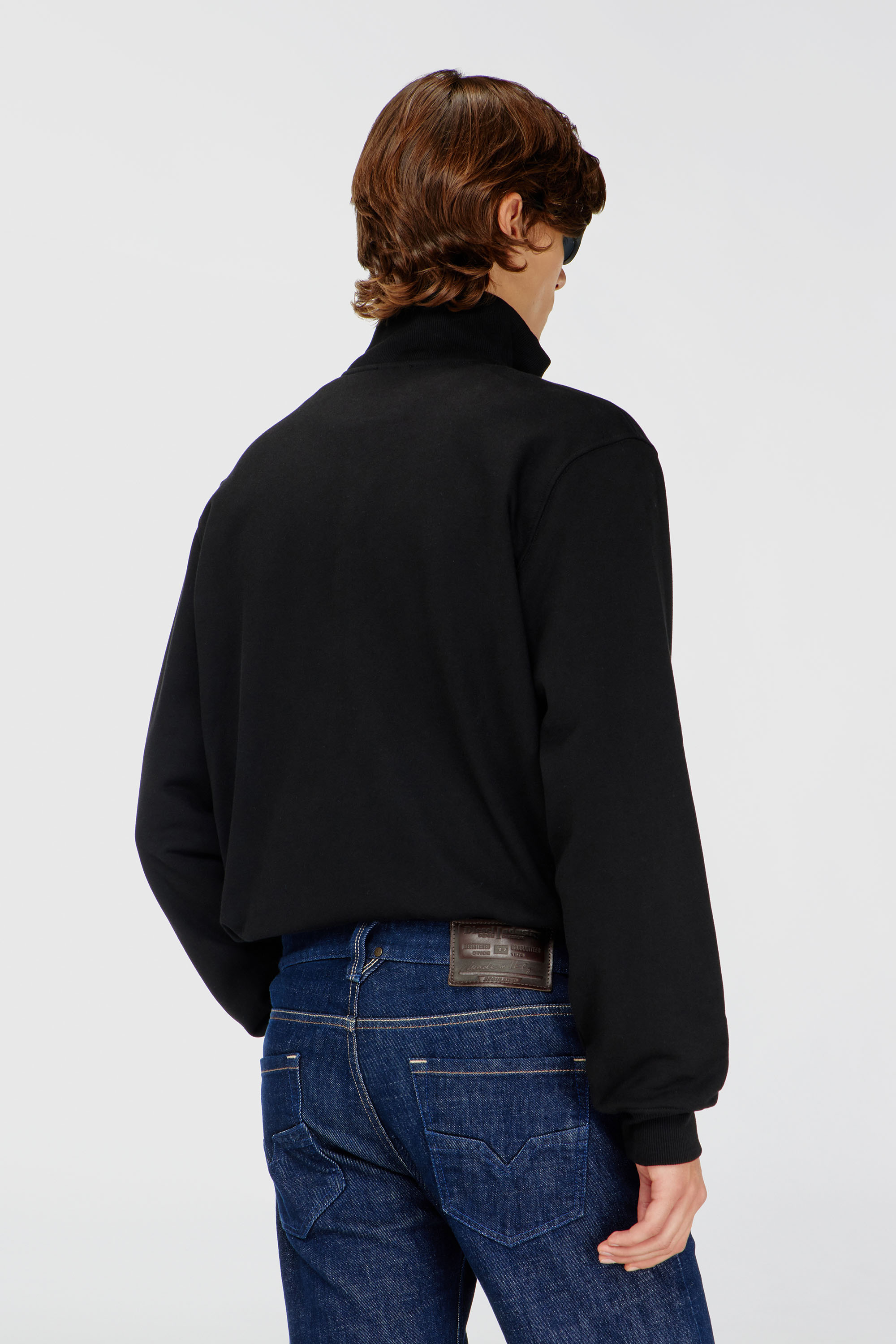 Men's Zip-up sweatshirt with metallic logo | Black | Diesel HU