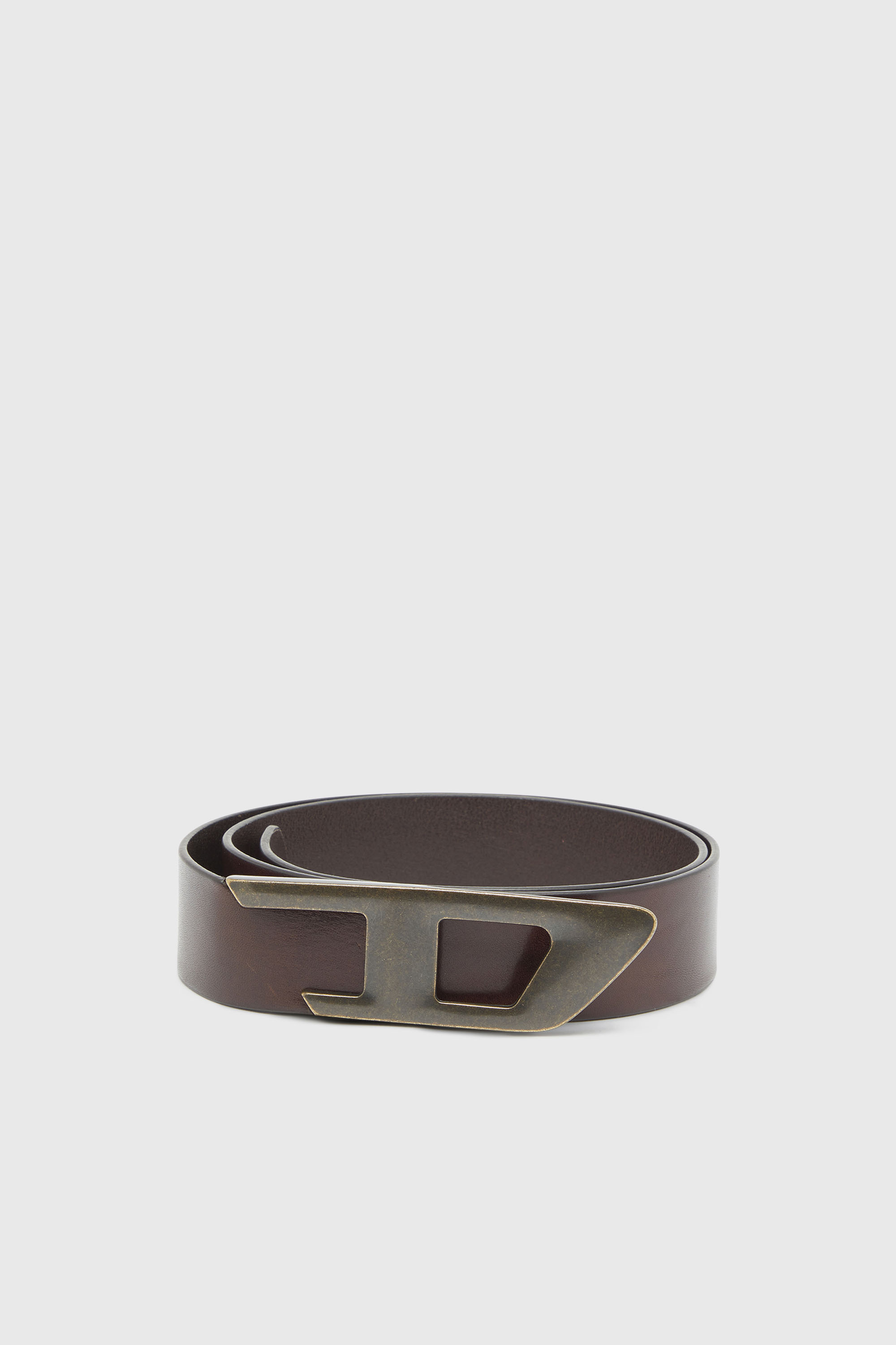 4 cm leather belt with metal D buckle