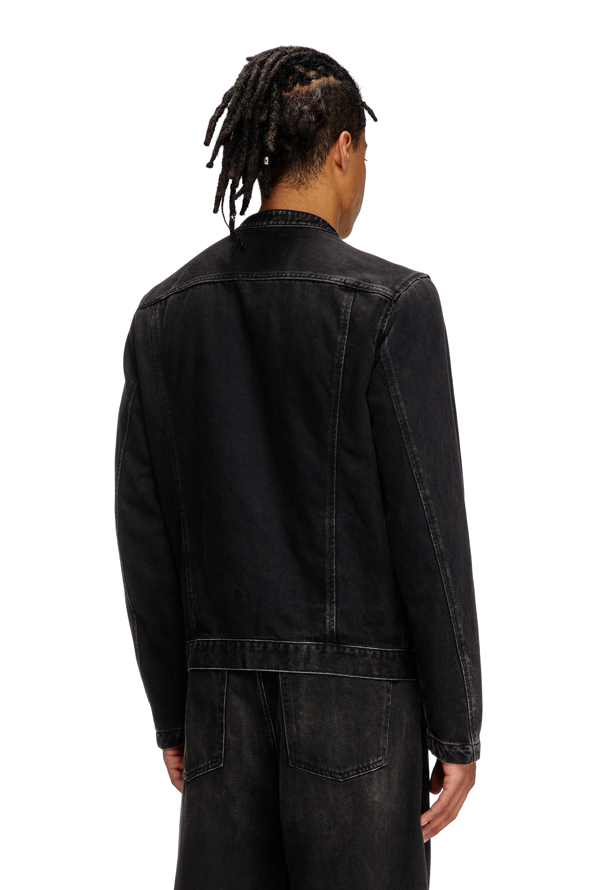 D-GLORY, Black Diesel - D-GLORY, Man's Moto jacket in clean-wash denim in Black - 4