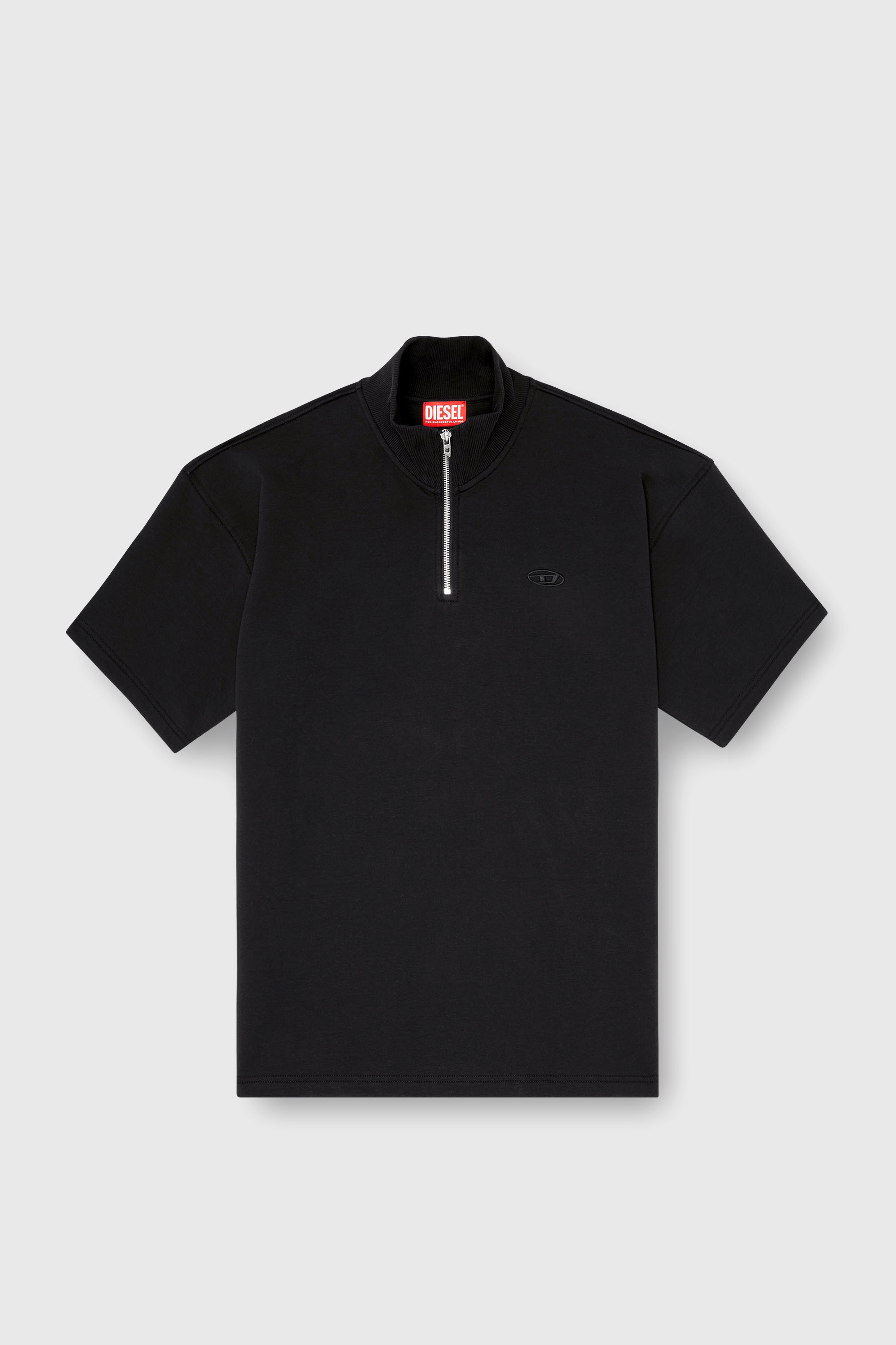 Diesel - S-CUBY, Man's Short-sleeve half-zip sweatshirt in light scuba in Black - 2