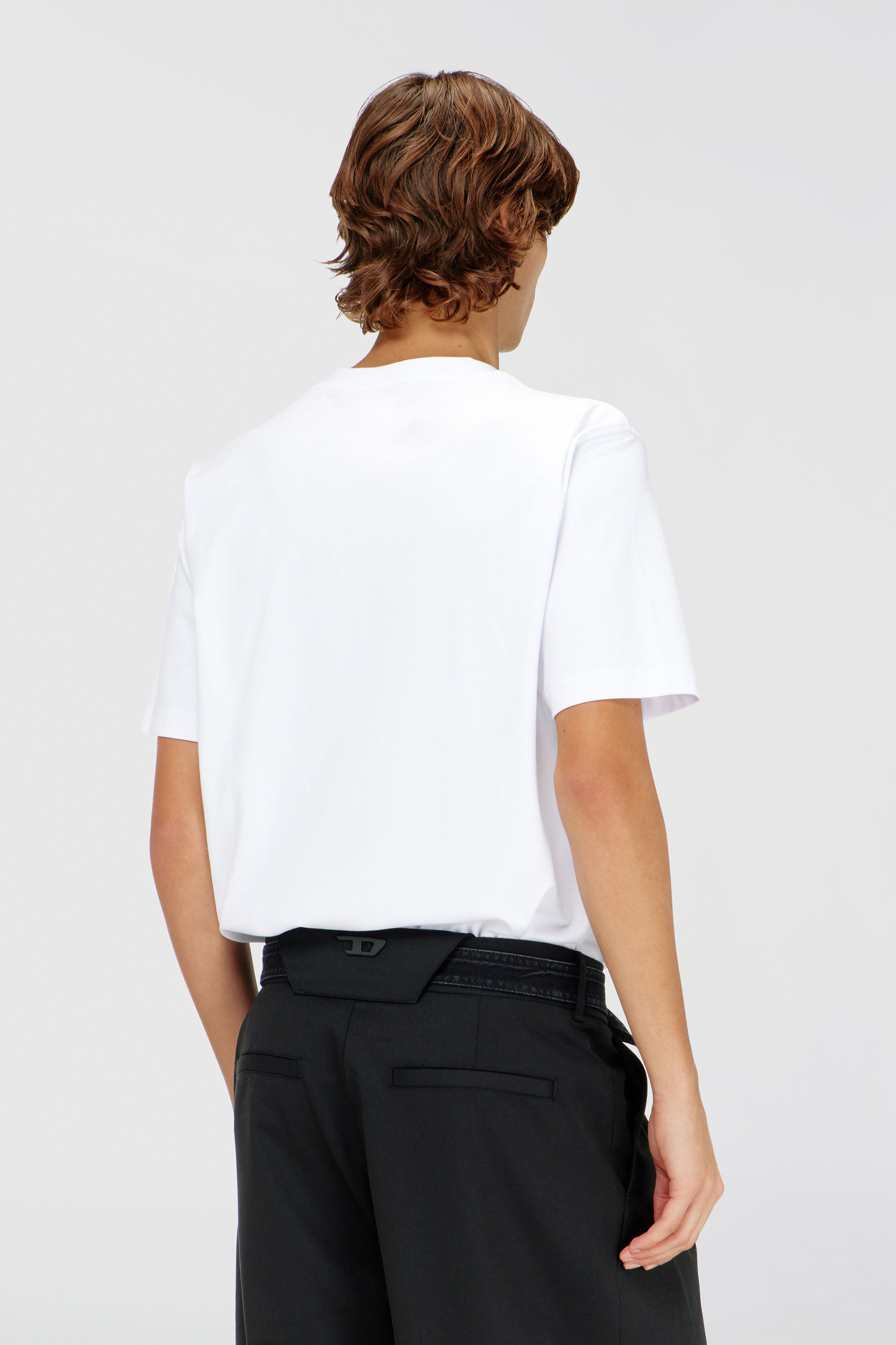 Diesel - T-ADJUST-V-MICRODIV, Man's V-neck T-shirt with micro logo embroidery in White - 4