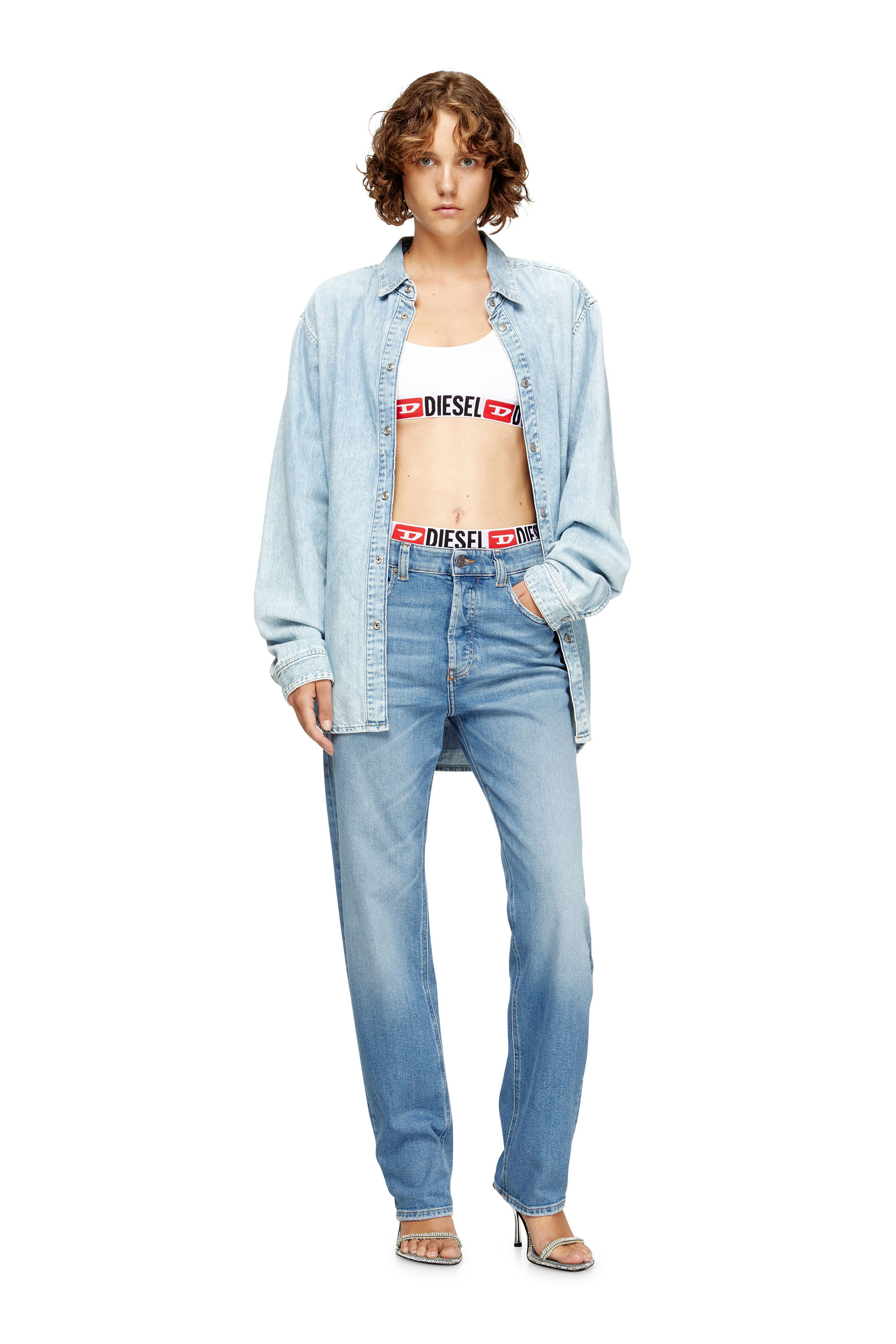 Diesel - UFSB-ORIBA, Woman's Bralette with logo band in White - 4