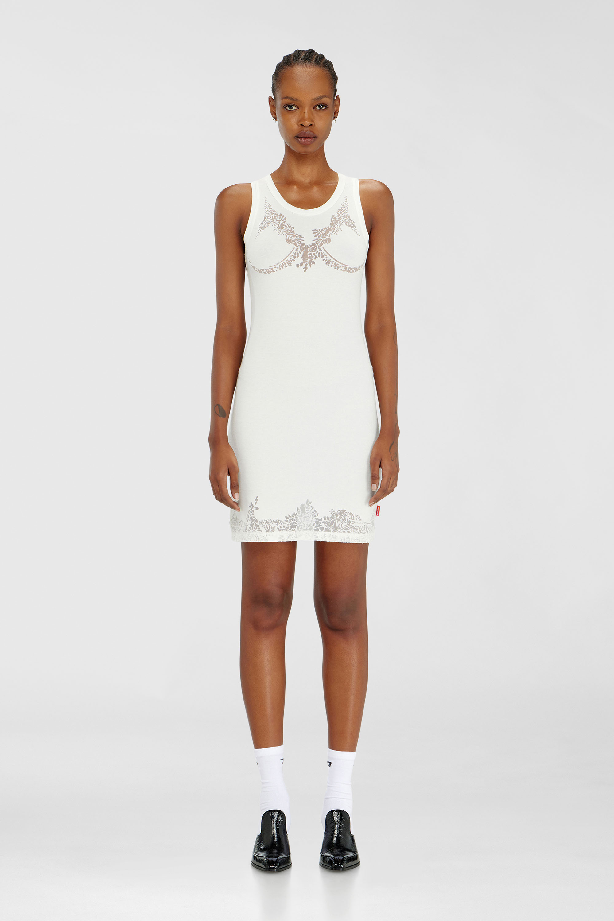 Diesel - PR-D-ANKI-LACE-R, Woman's Mini tank dress with devor&eacute; lace effect in White - 3