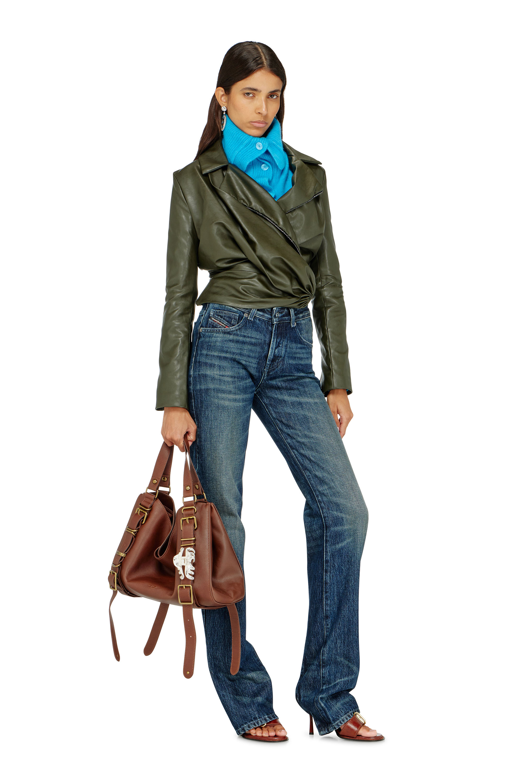 Diesel - G-DRAP, Woman's Draped wrap-effect jacket in Green - 2