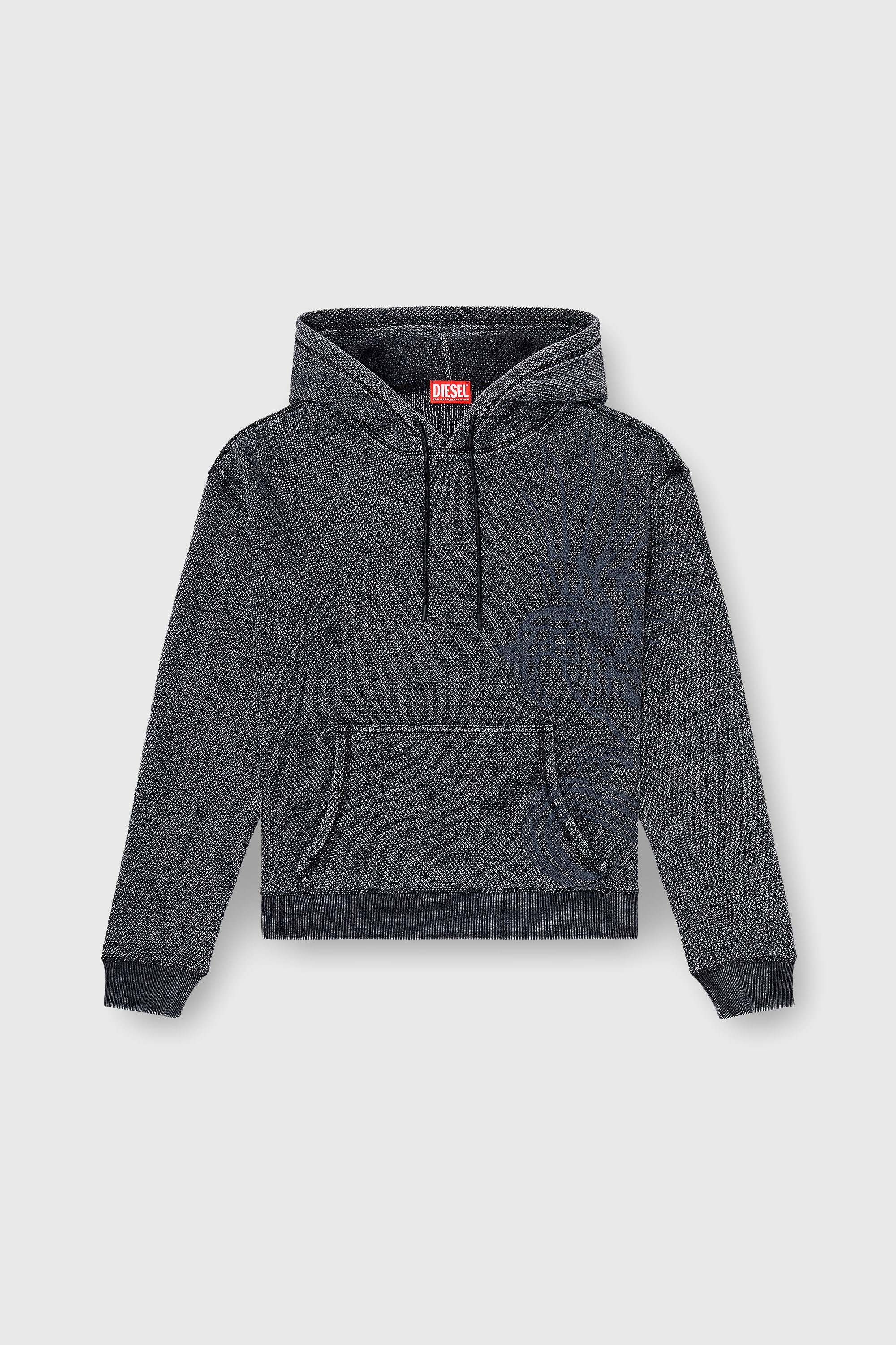 Diesel - S-NORM-HOOD-AA1, Man's Hoodie in textured cotton mesh in Dark grey - 2