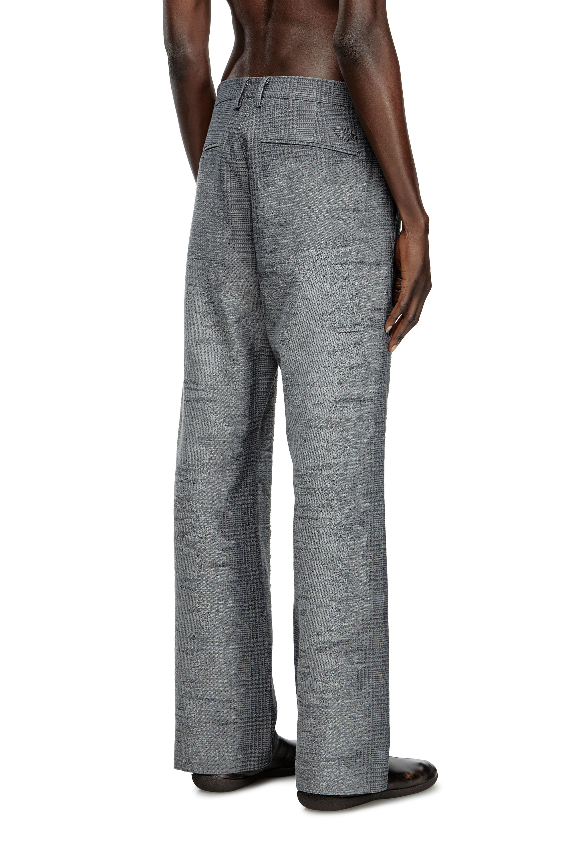 Diesel - P-BOIX, Man's Checked pants with slashed front in Grey - 4