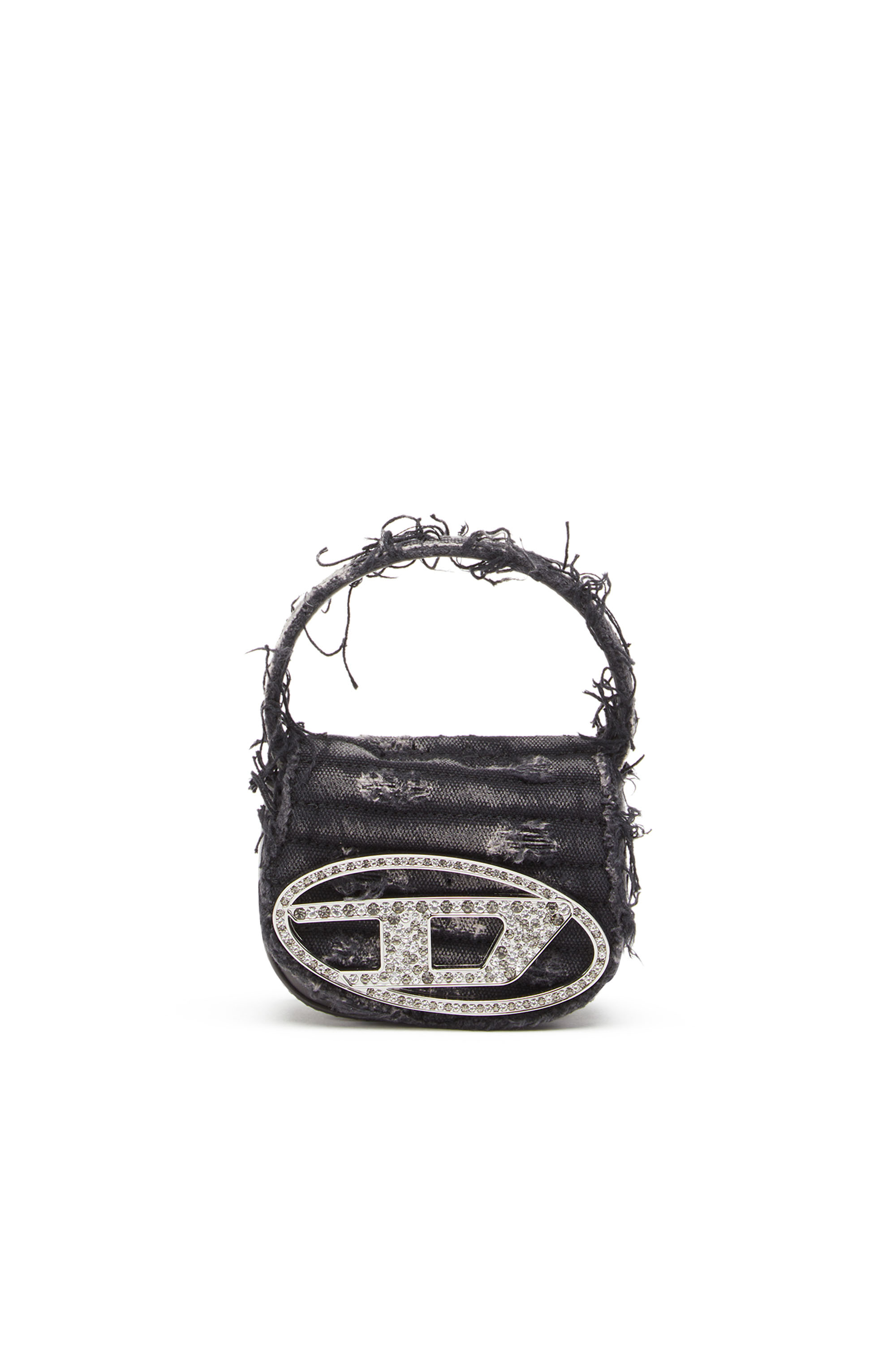Diesel - 1DR XS, Woman's 1DR XS - Iconic mini bag in canvas and crystals in Black - 2