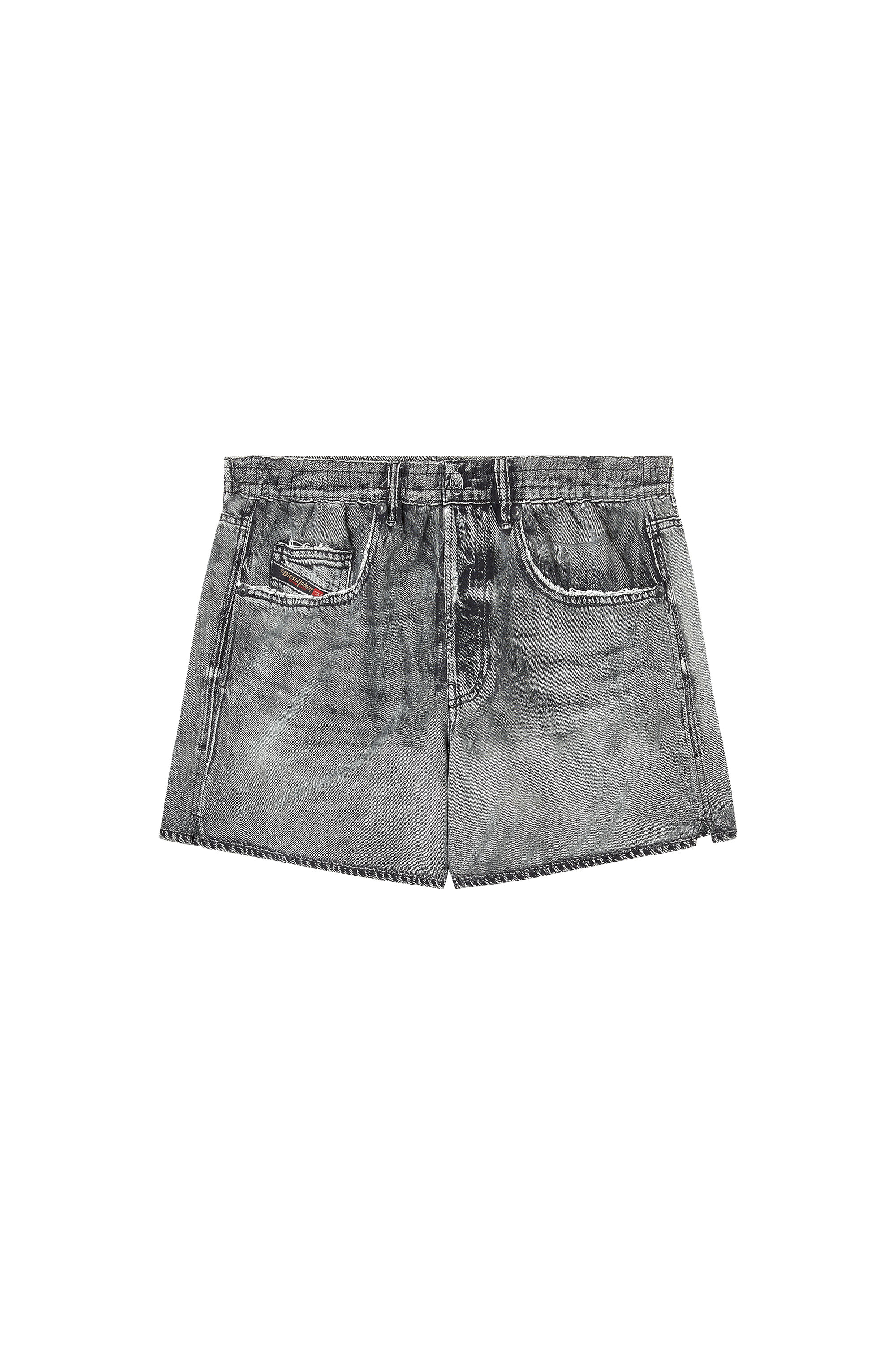 Diesel - SOCCER-41-DNM, Man's Swim shorts with denim trompe l'oeil print in Grey - 3