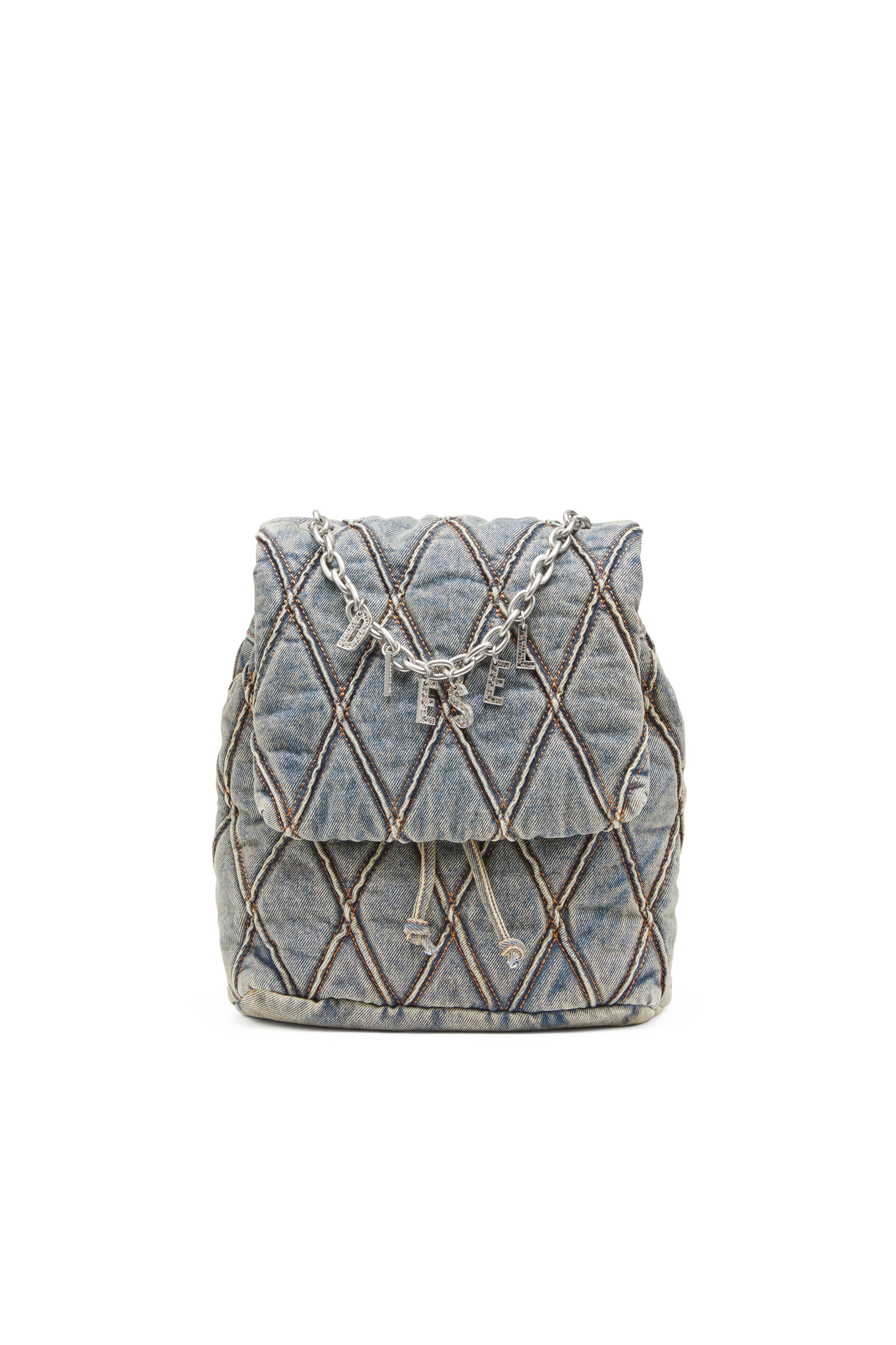 Diesel - CHARM-D BACKPACK S, Woman's Charm-D S-Backpack in Argyle quilted denim in Blue - 2