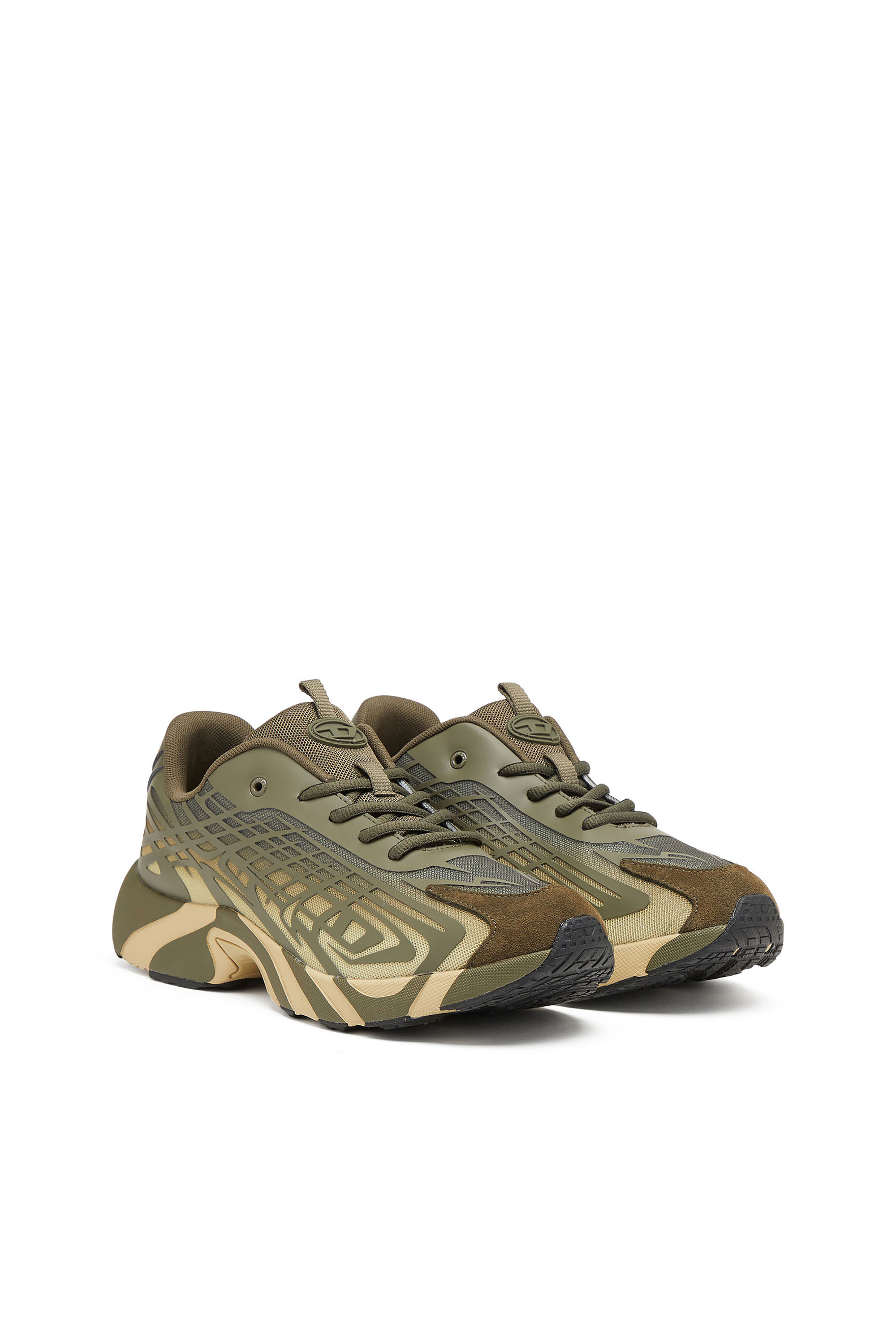 Diesel - S-D-VIT'S 500 LOW, Man's D-Vit-Sneakers in striped dégradé mesh in Green/Brown - 2