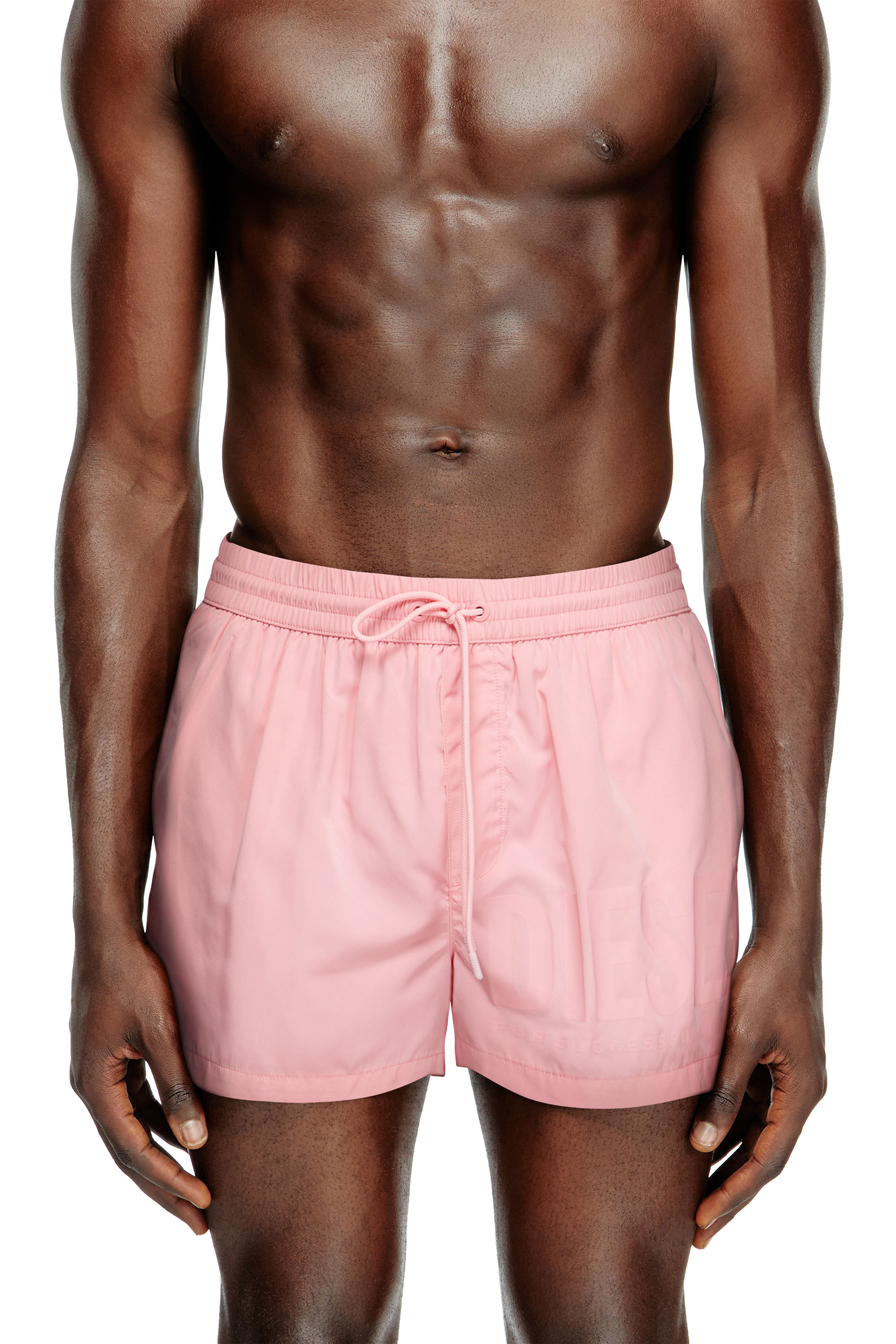 Diesel - MARIO-34-D-CORE, Man's Swim shorts with logo print in Pink - 1