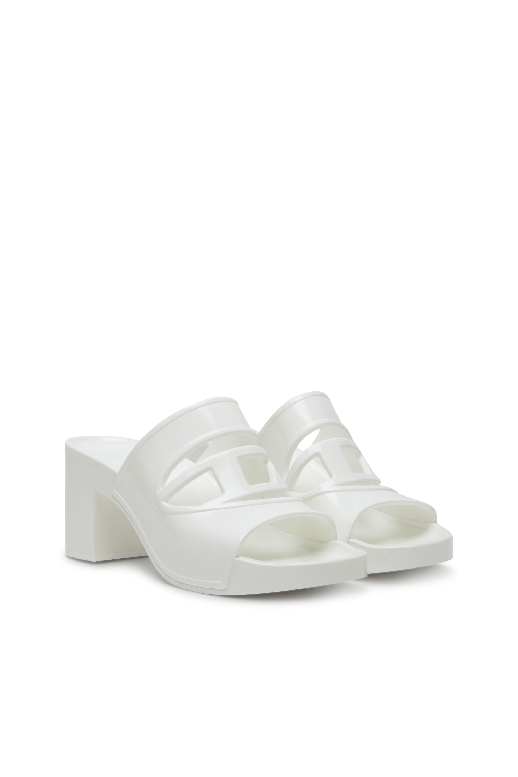 Diesel - SA-BONNIE, Woman's Sa-Bonnie-Heeled rubber slides with cut-out logo in White - 2